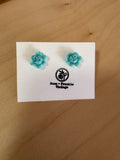 Blue Vintage Flower Stud