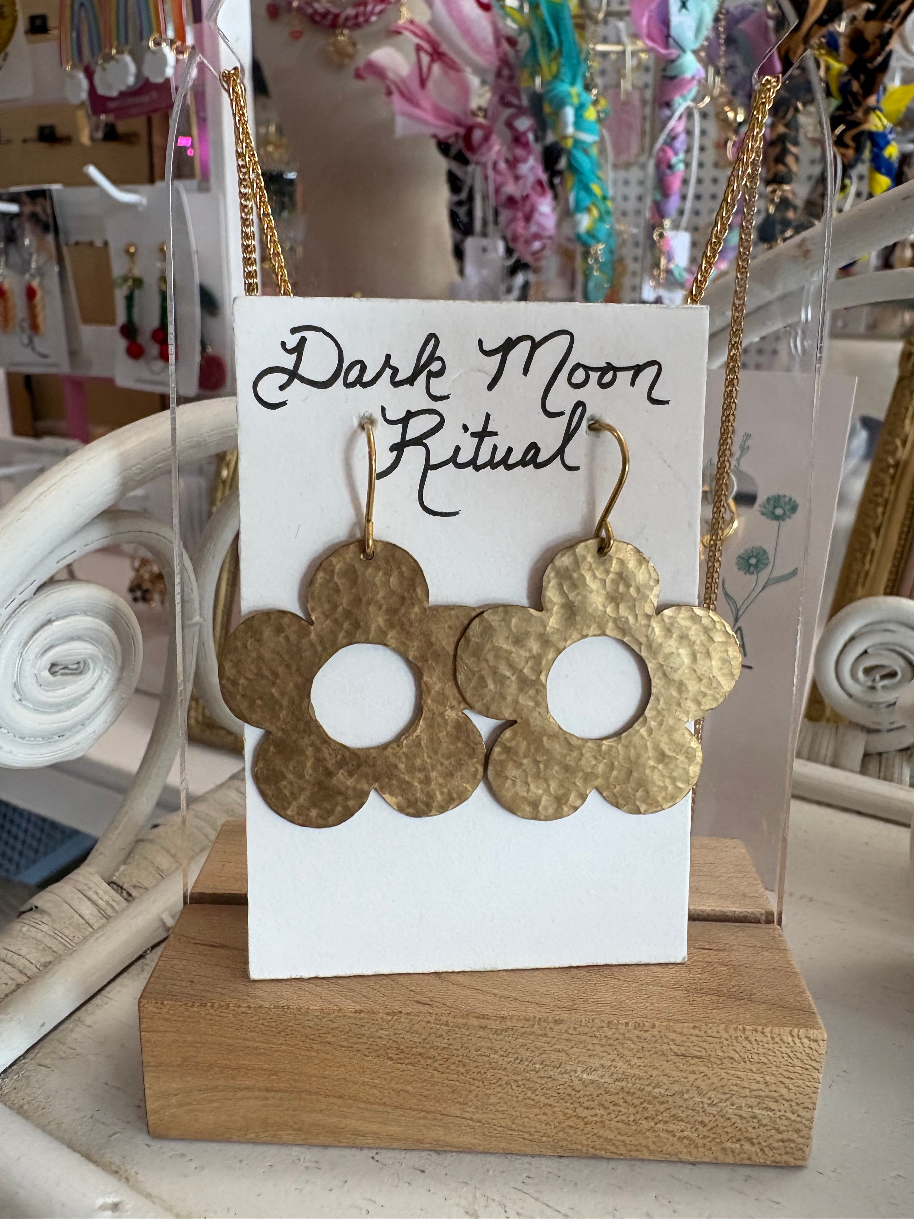 Hammered Metal Flower Earrings