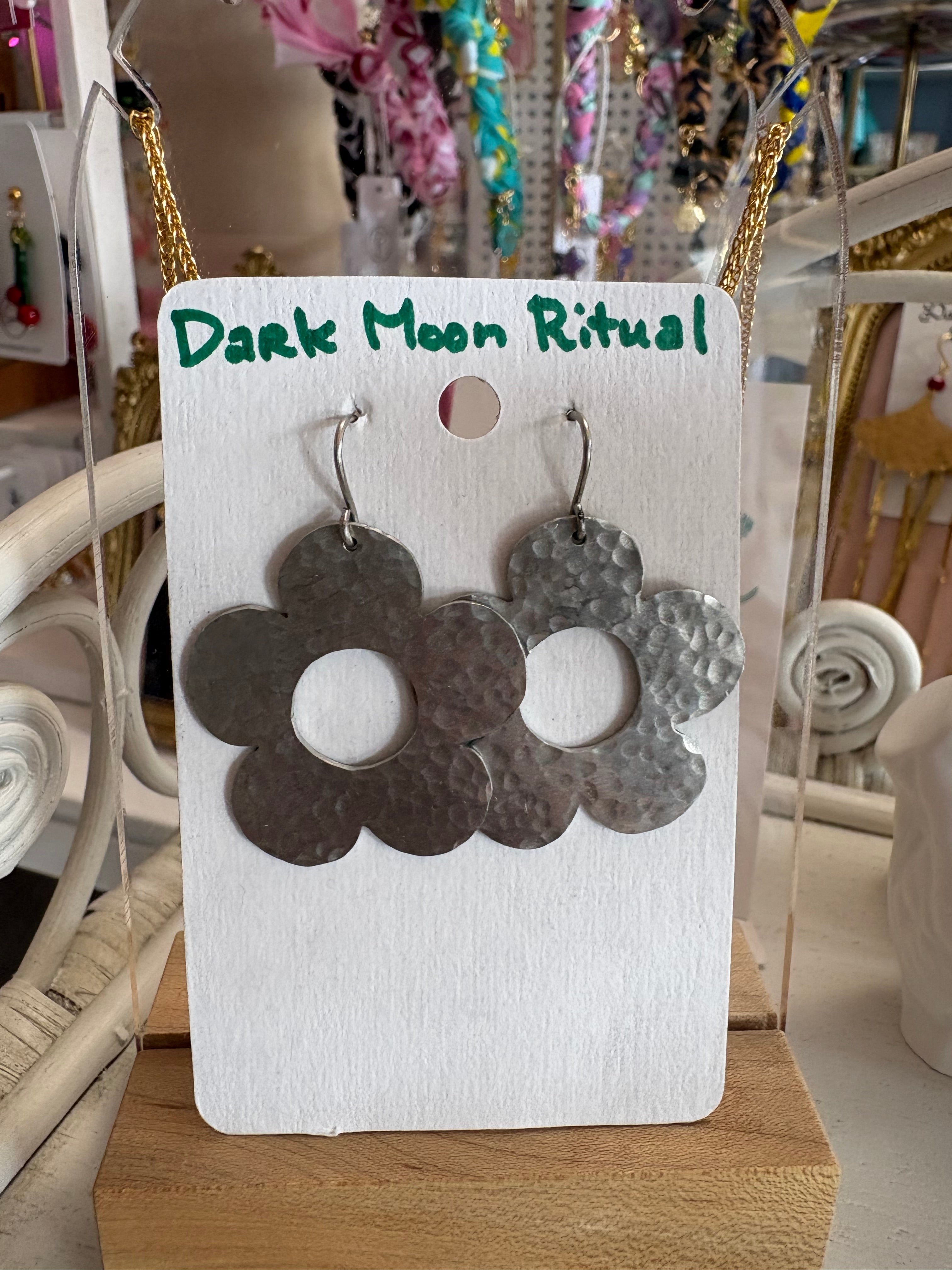 Hammered Metal Flower Earrings