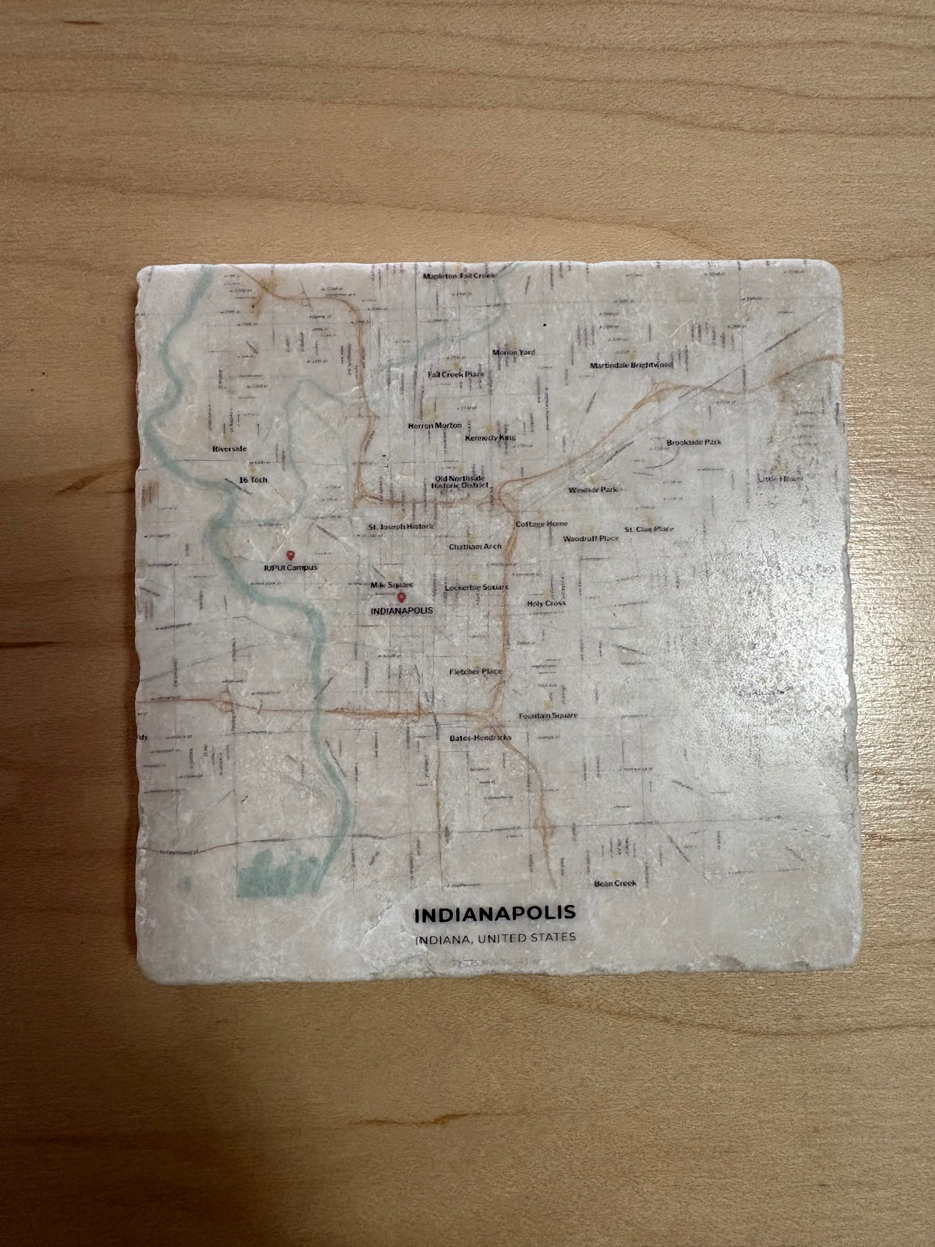 Marble Indianapolis Map Coaster