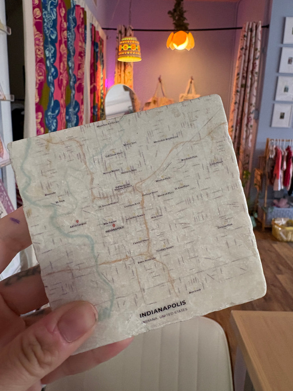 Marble Indianapolis Map Coaster