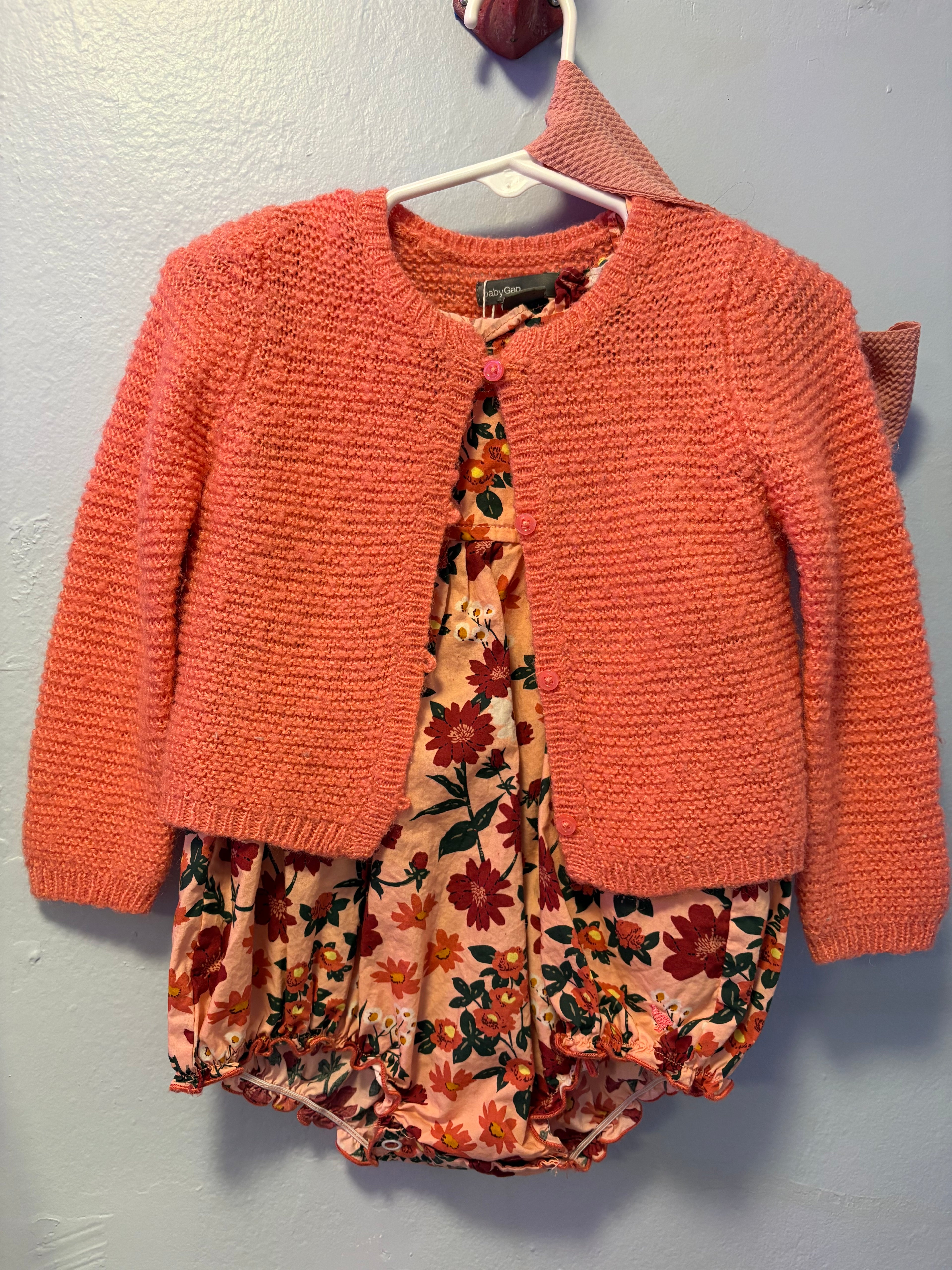 Thrifted Cardigan & Romper Baby Set