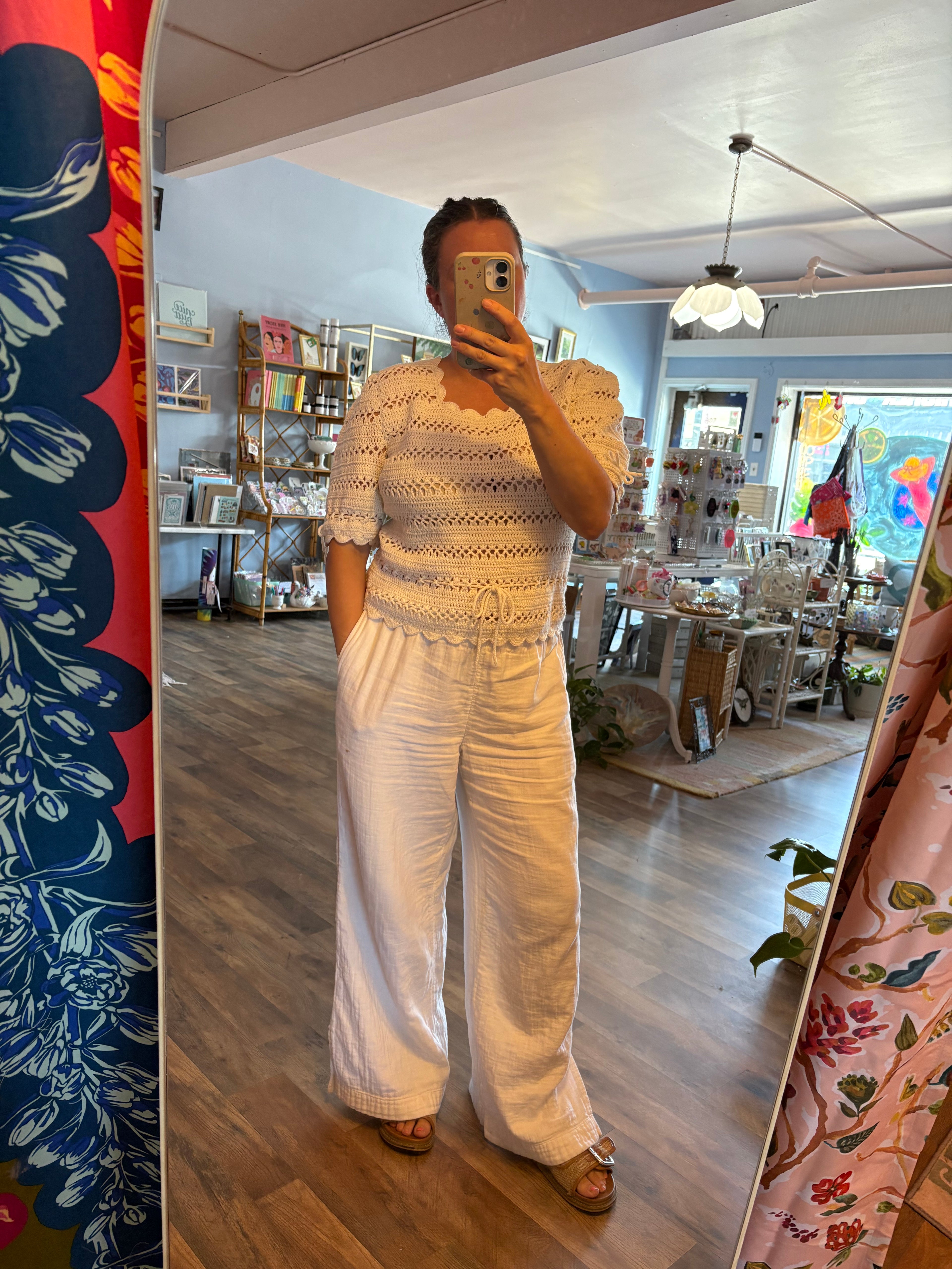 White Crochet Top
