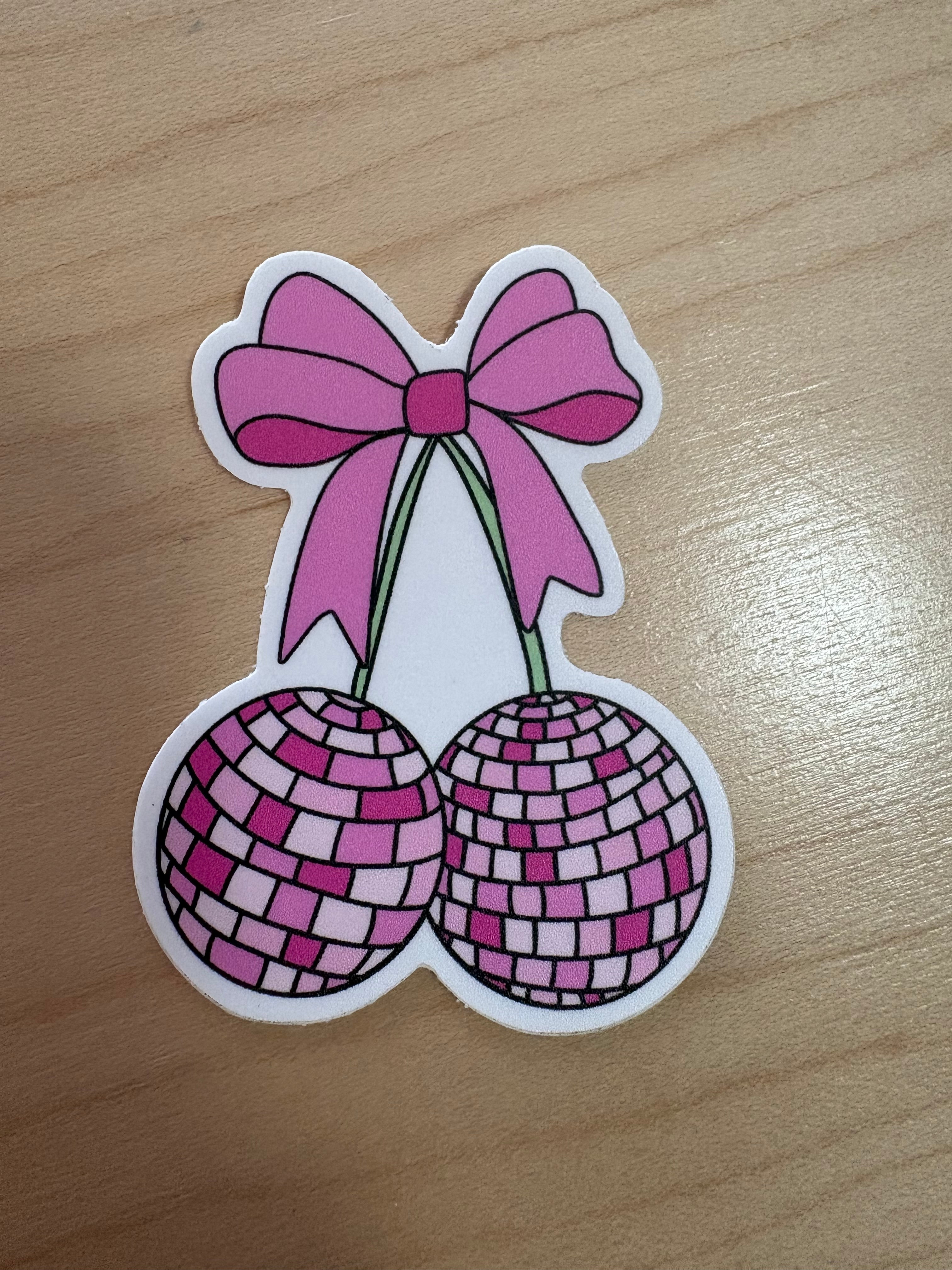 Disco Cherry Bow Sticker