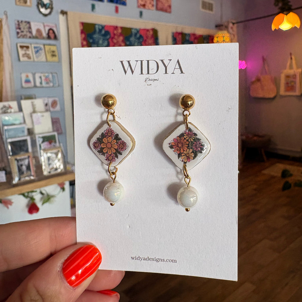 Vintage Floral Art Earrings