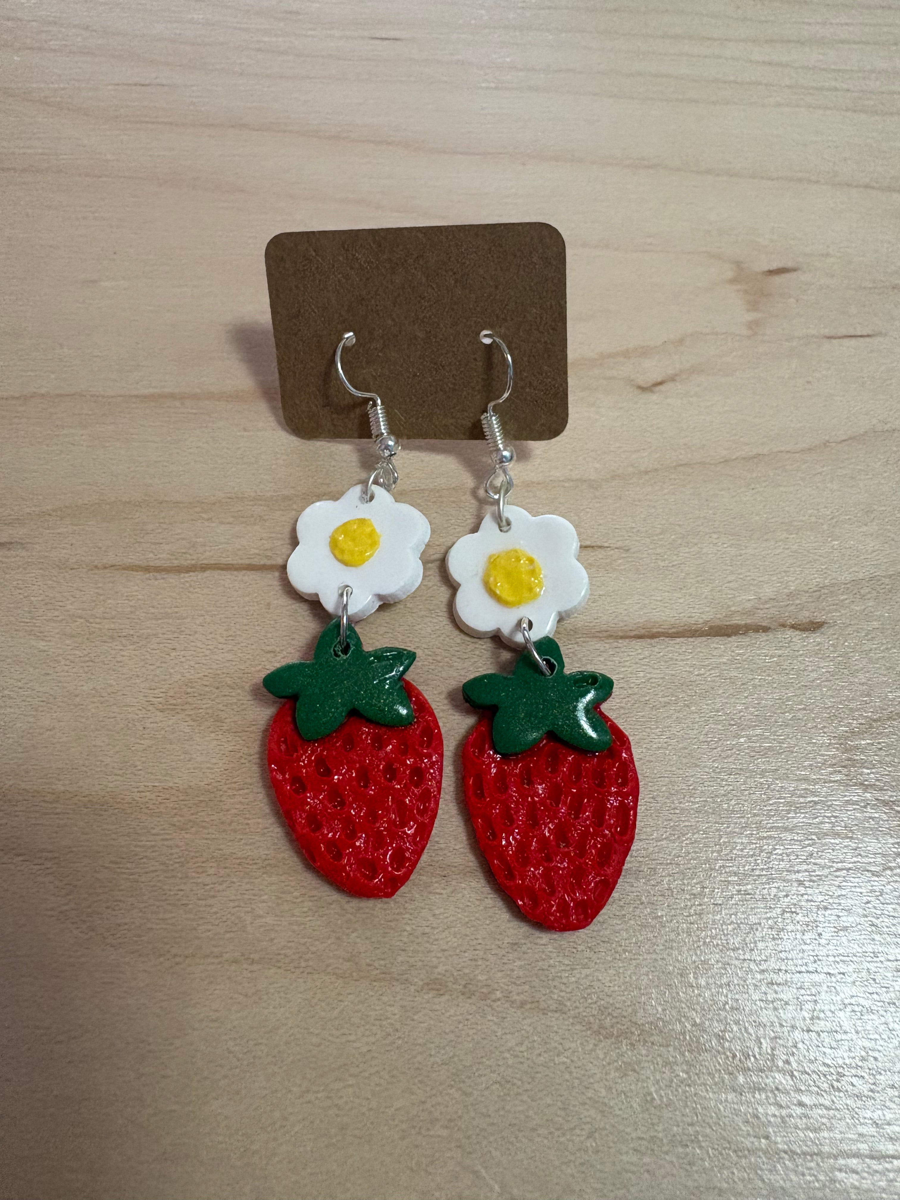 Daisy & Strawberry Earrings