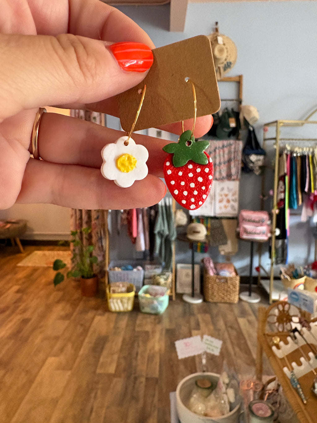 Strawberry & Daisy Hoop Earrings