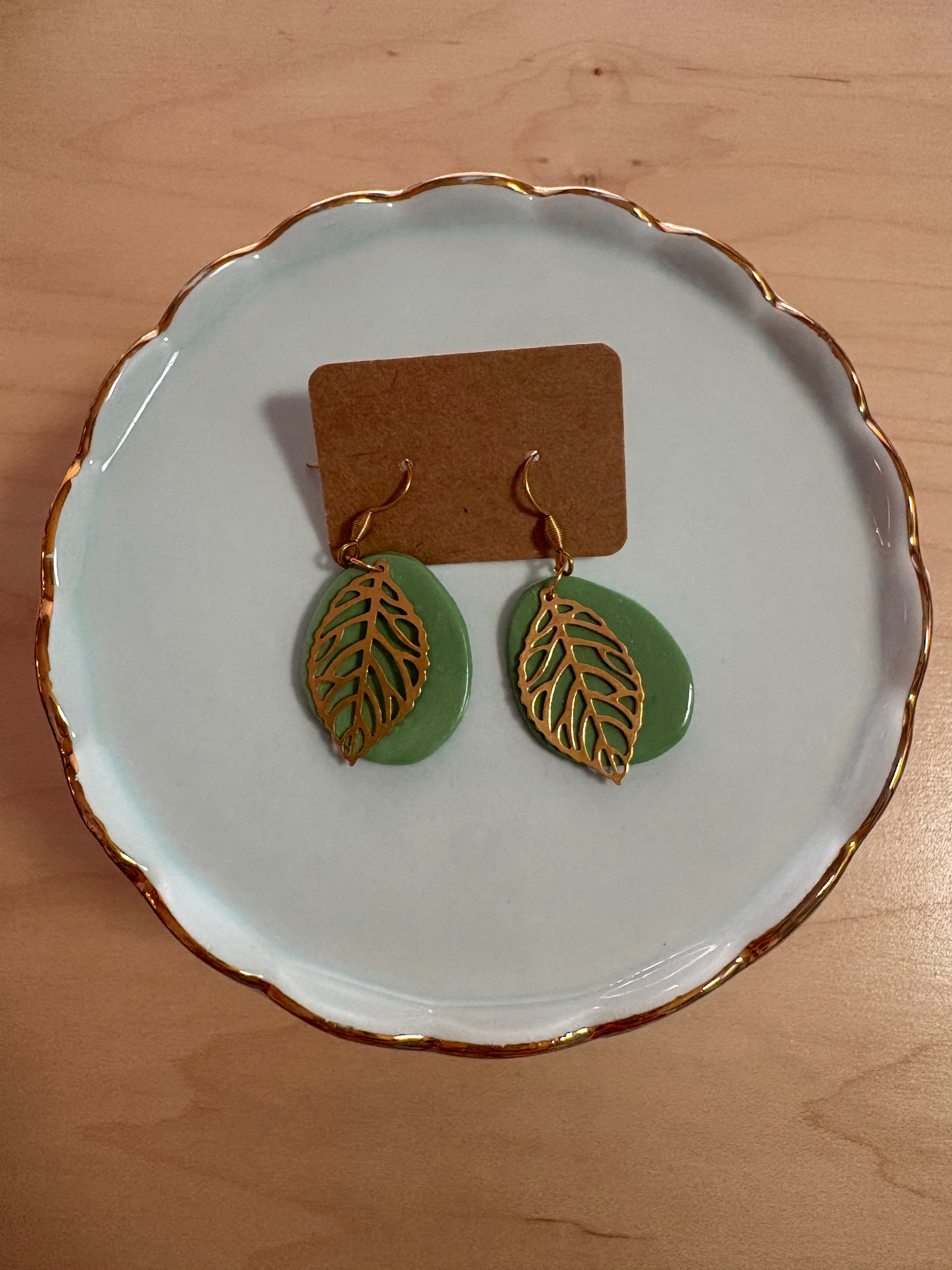 Green Leafy Earrings