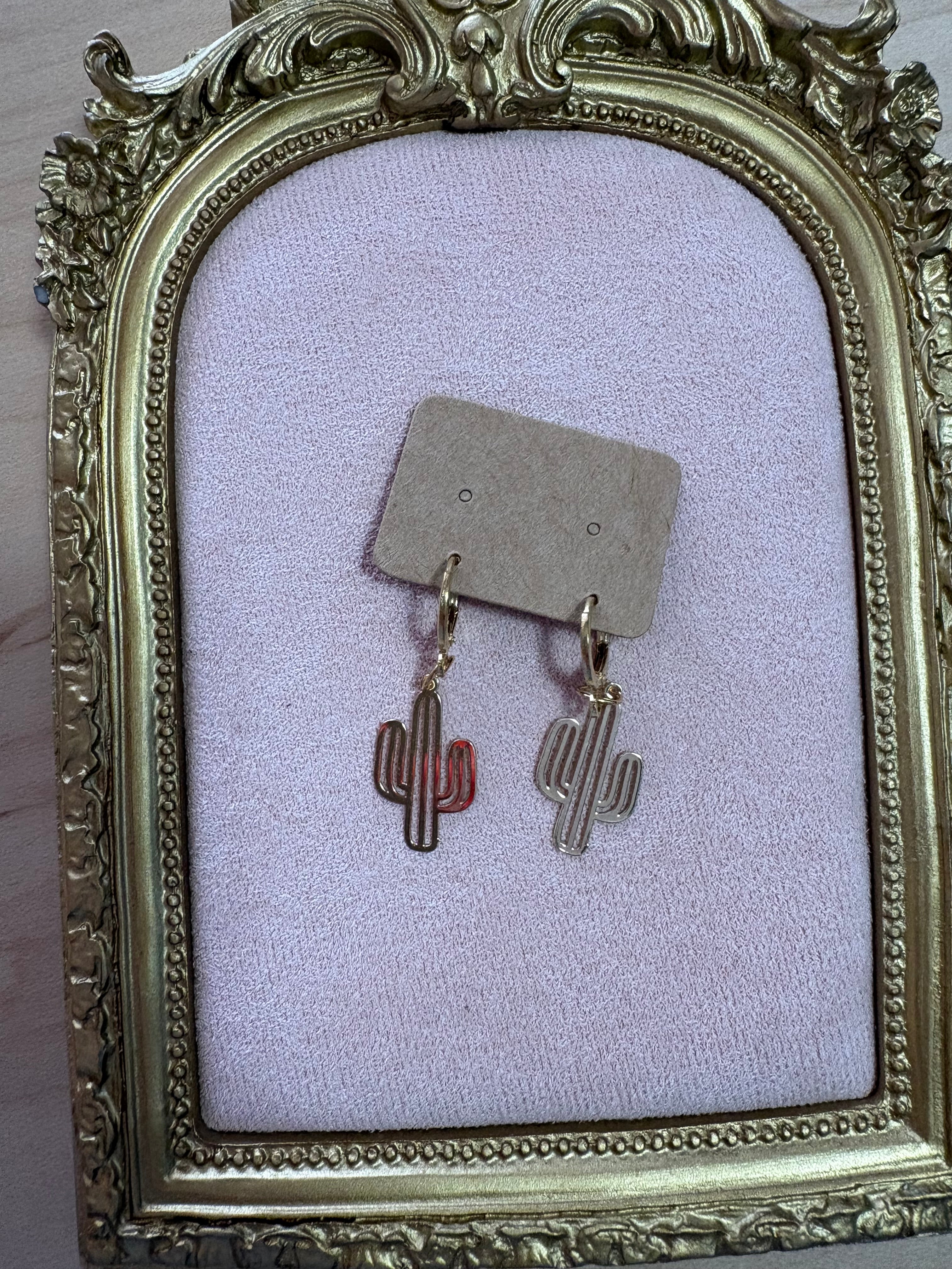 Gold Cactus Earrings