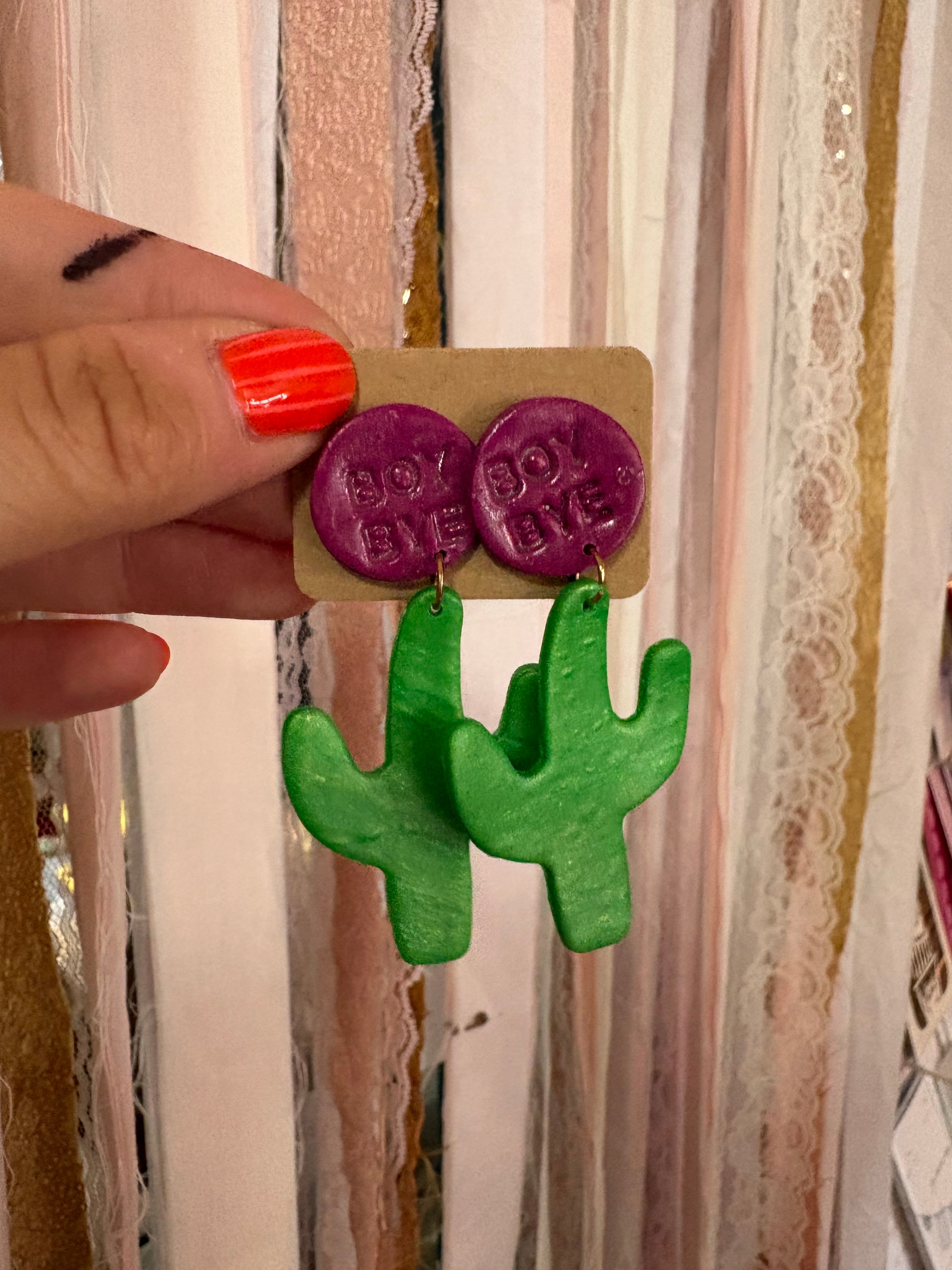 Boy Bye Cactus Earrings