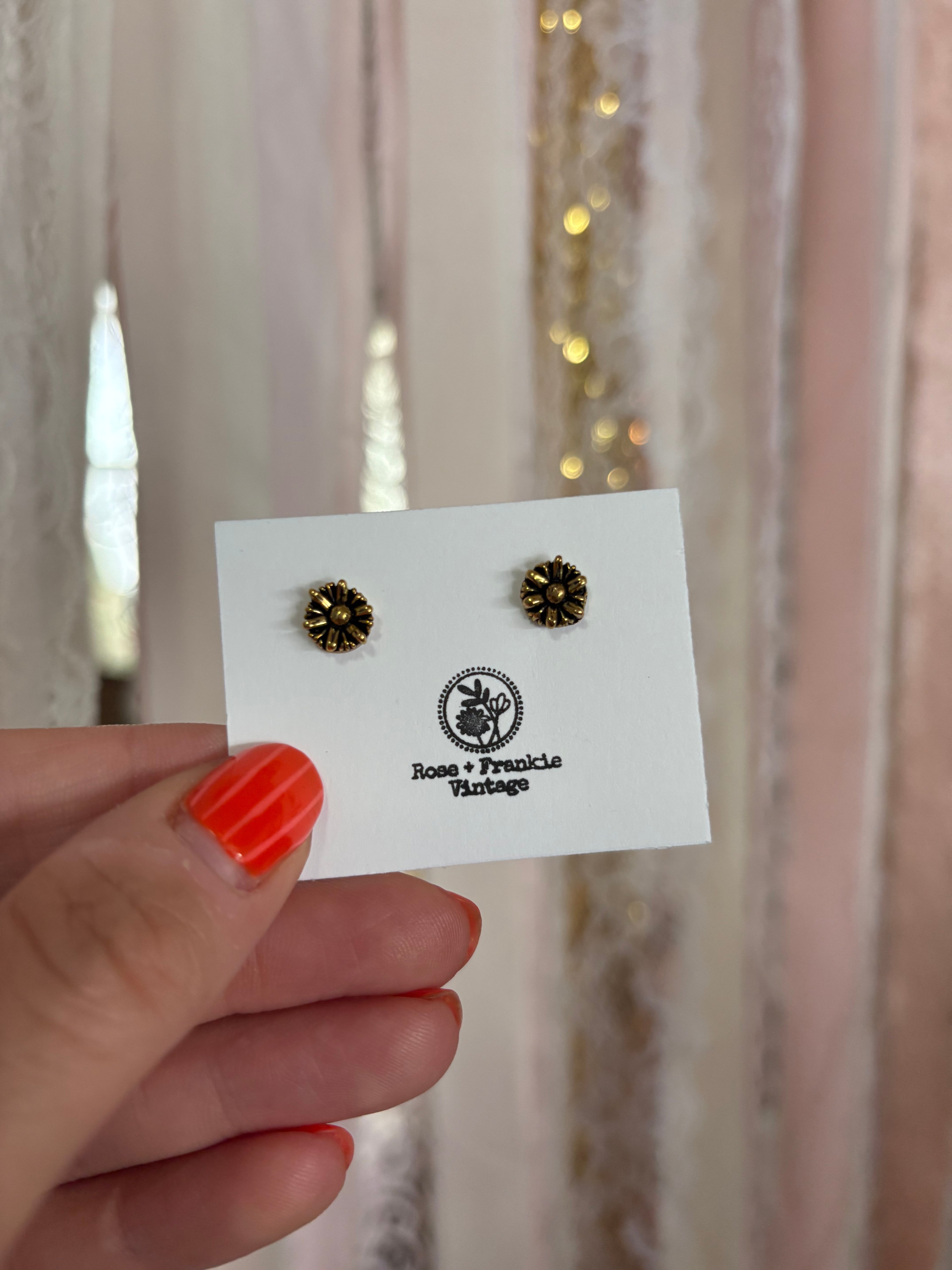 Vintage Metal Flower Studs