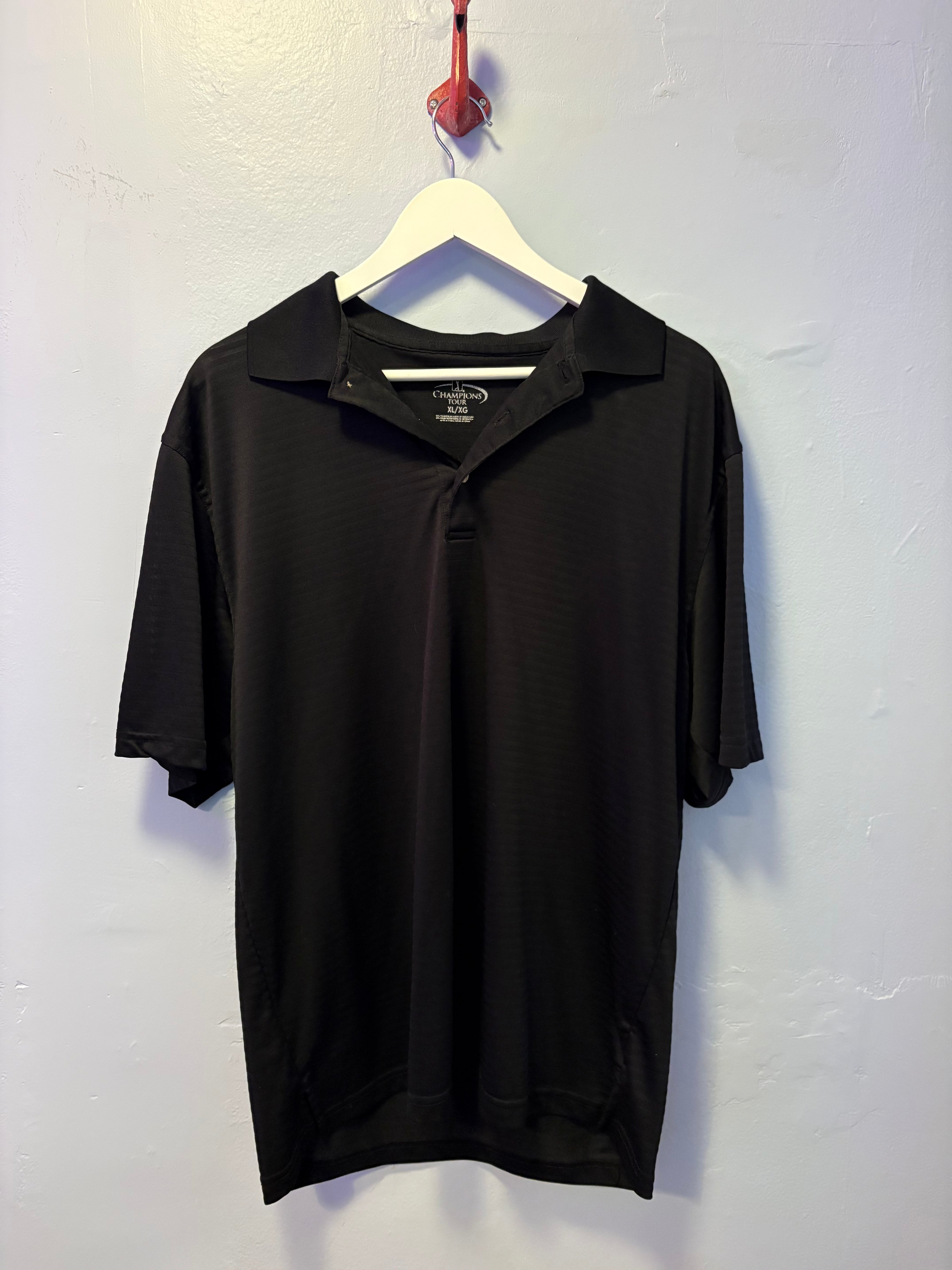 Thrifted Black Champions Tour Polo