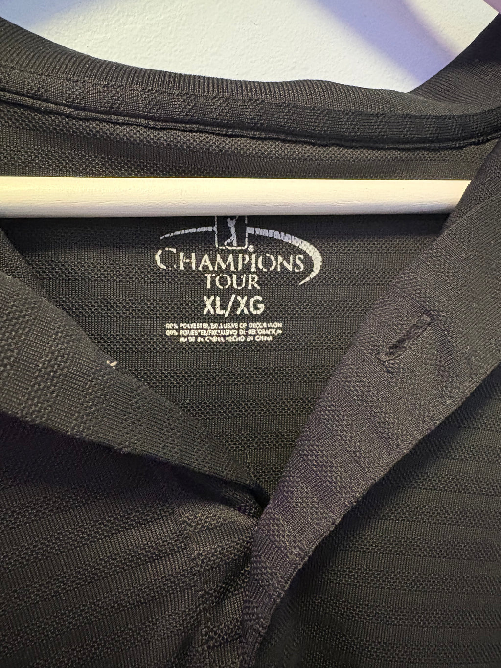 Thrifted Black Champions Tour Polo