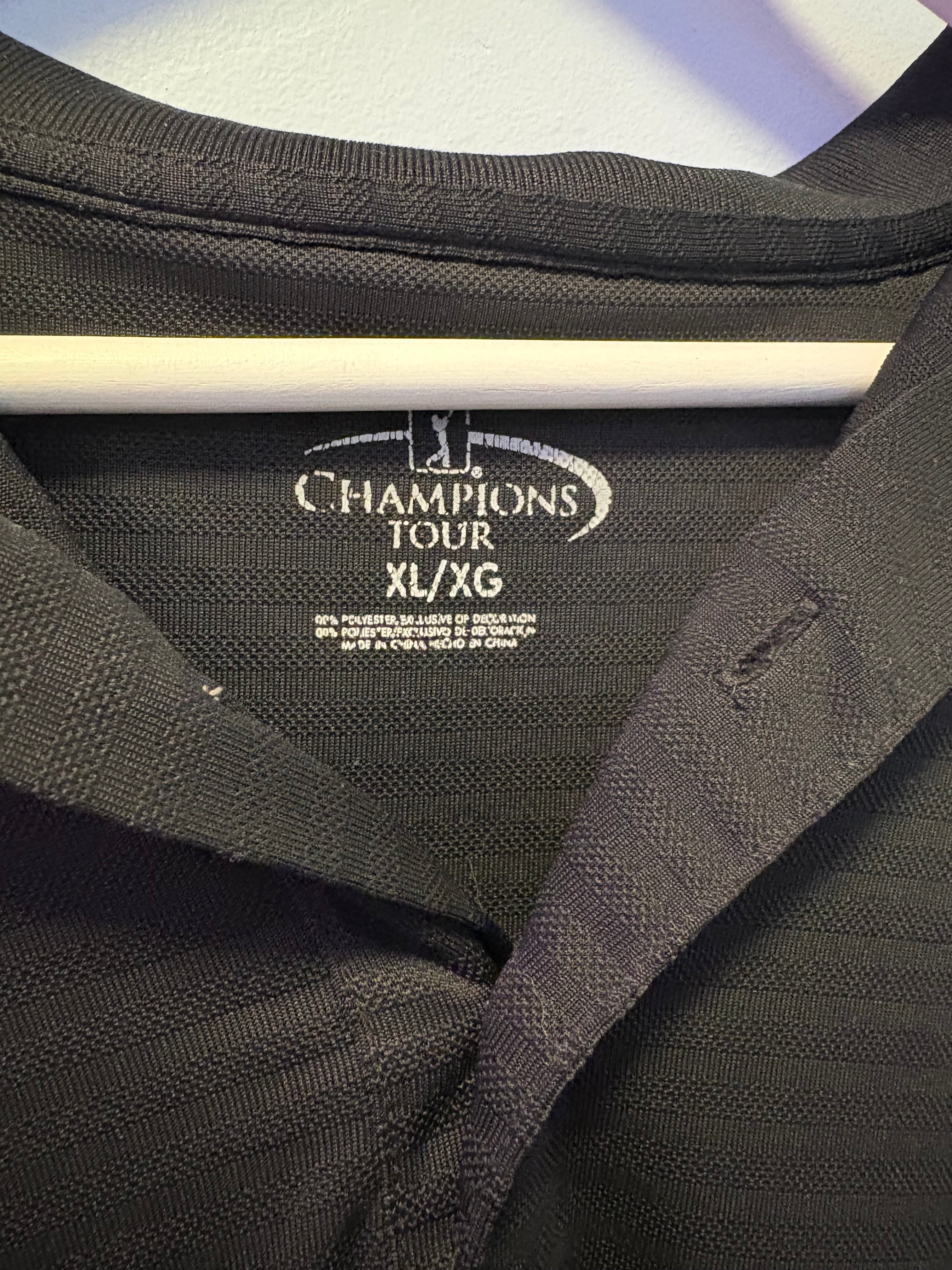 Thrifted Black Champions Tour Polo