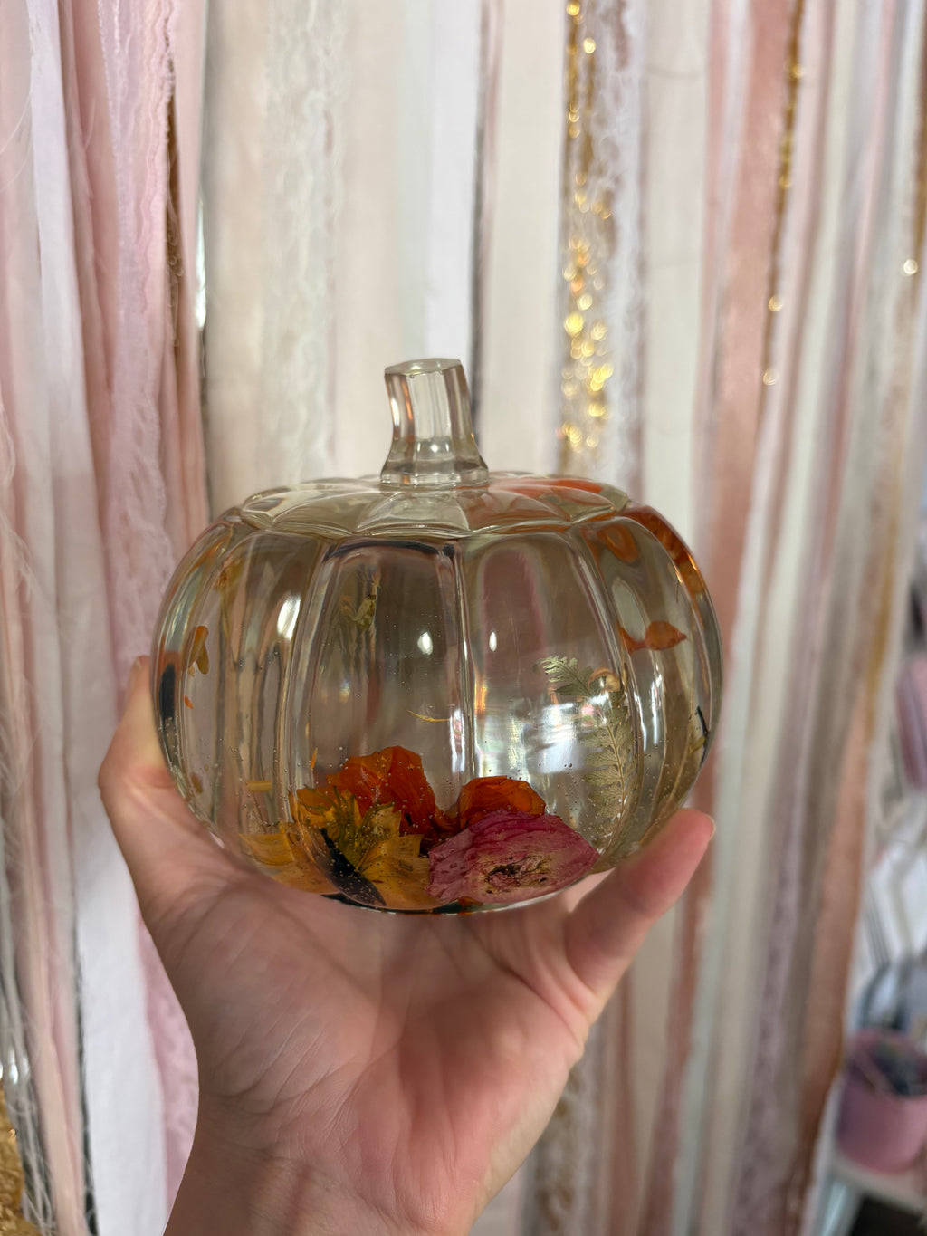 Floral Resin Pumpkin Jar