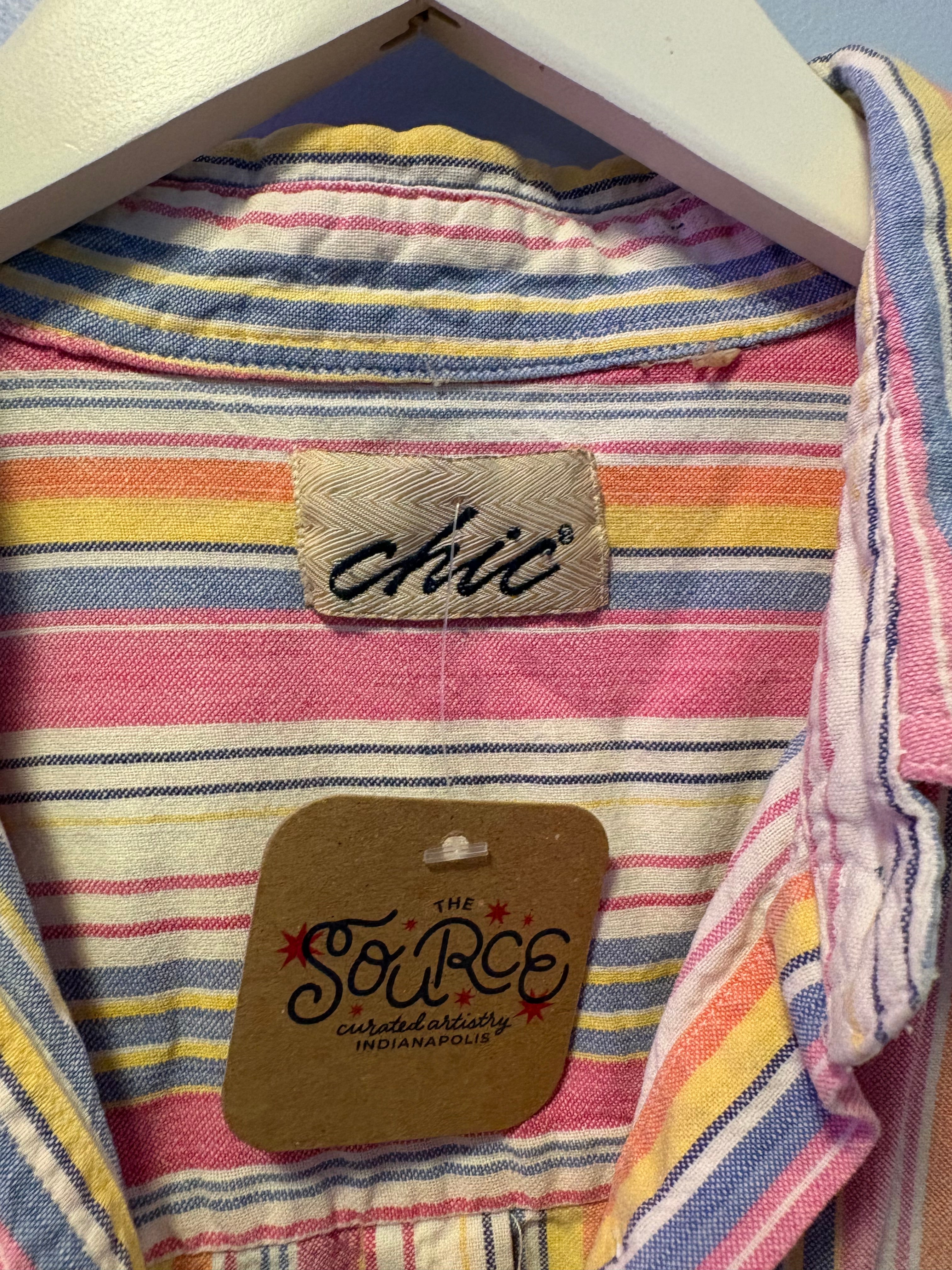 Vintage Striped Button Tank