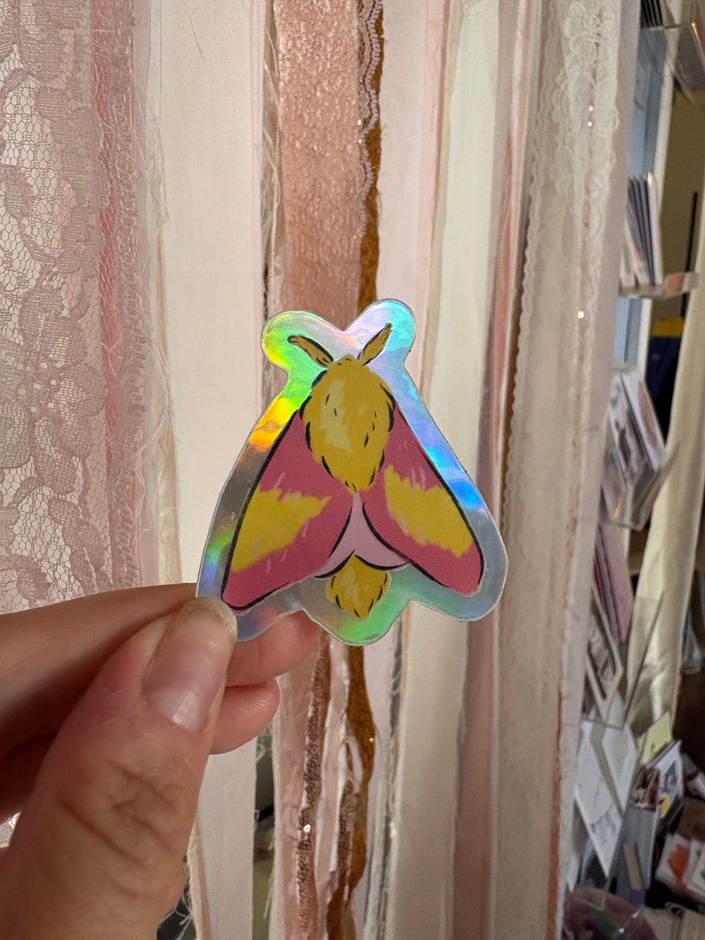Pink & Yellow Moth Sticker