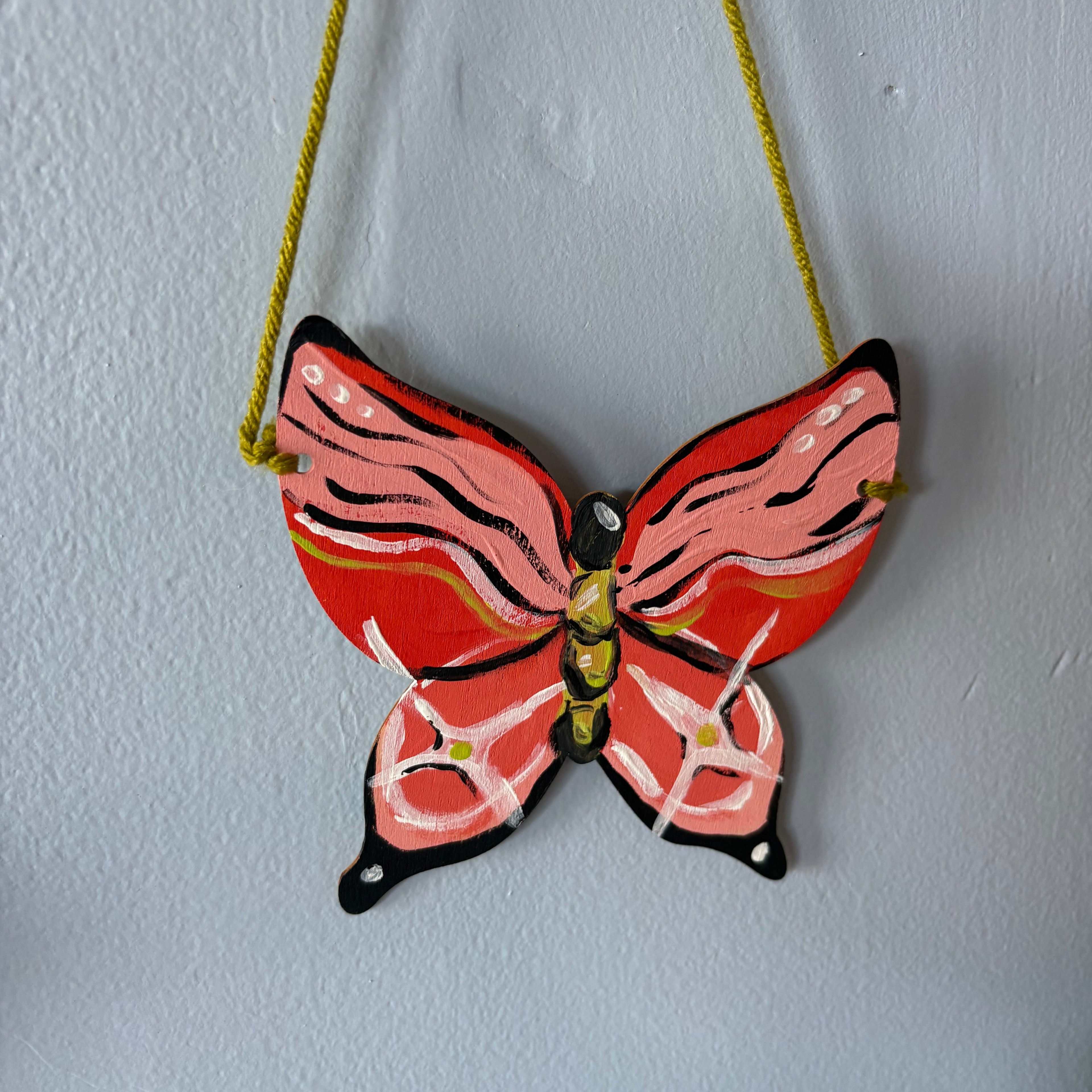 Hand-Painted Wooden Butterfly Wall Hanging