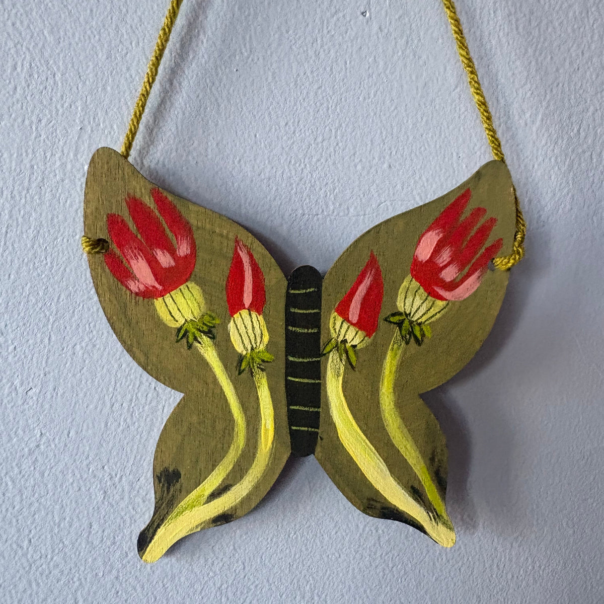 Hand-Painted Wooden Butterfly Wall Hanging