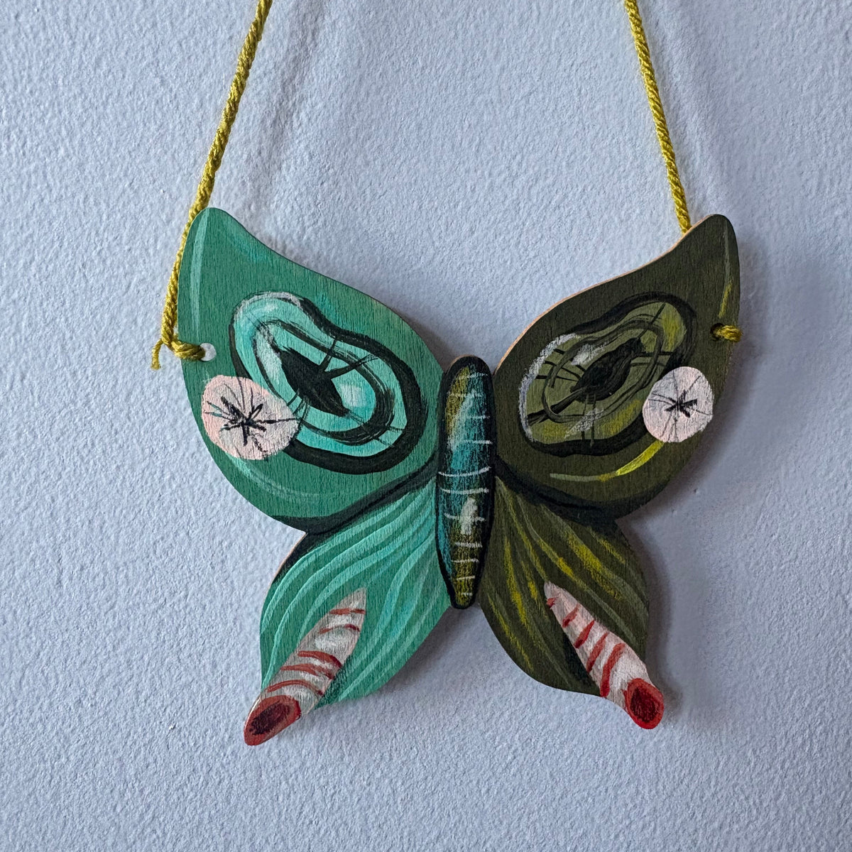 Hand-Painted Wooden Butterfly Wall Hanging