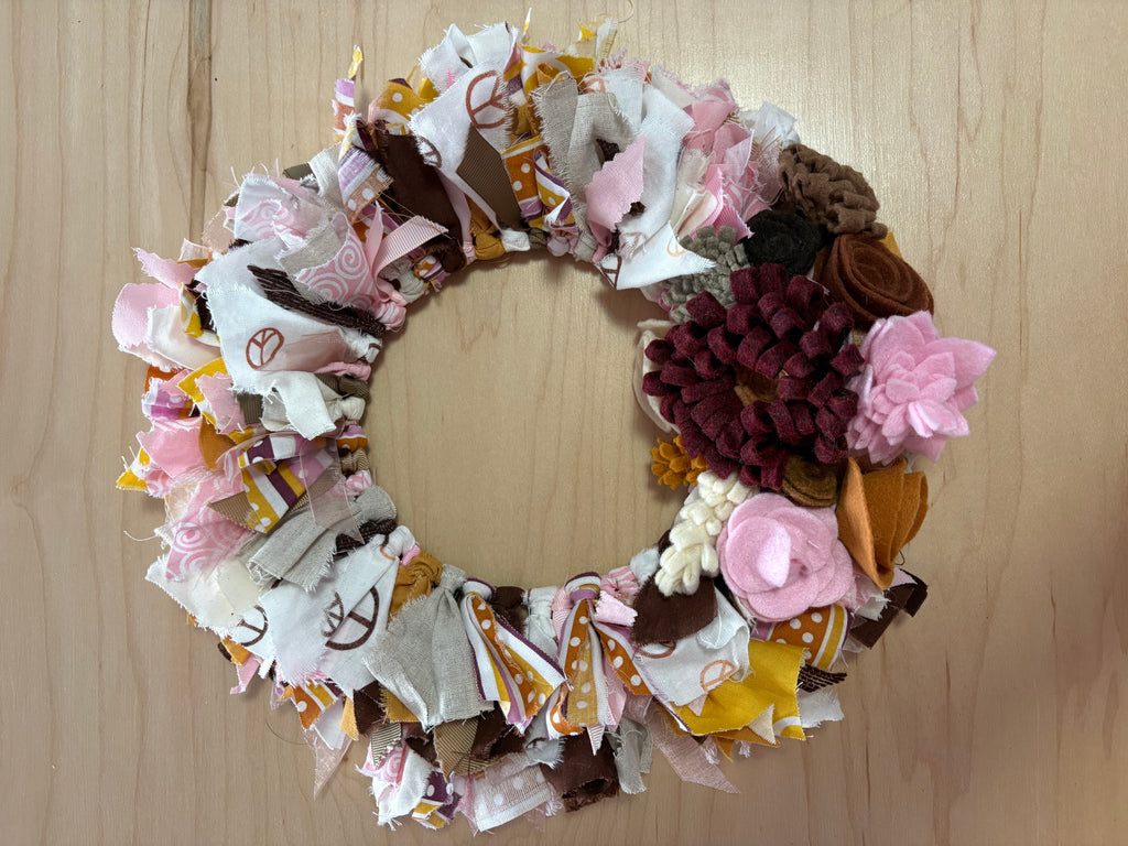 Pink Boho Fabric Wreath