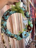 Blue Floral Fabric Wreath