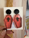 Orange Coffin Earrings