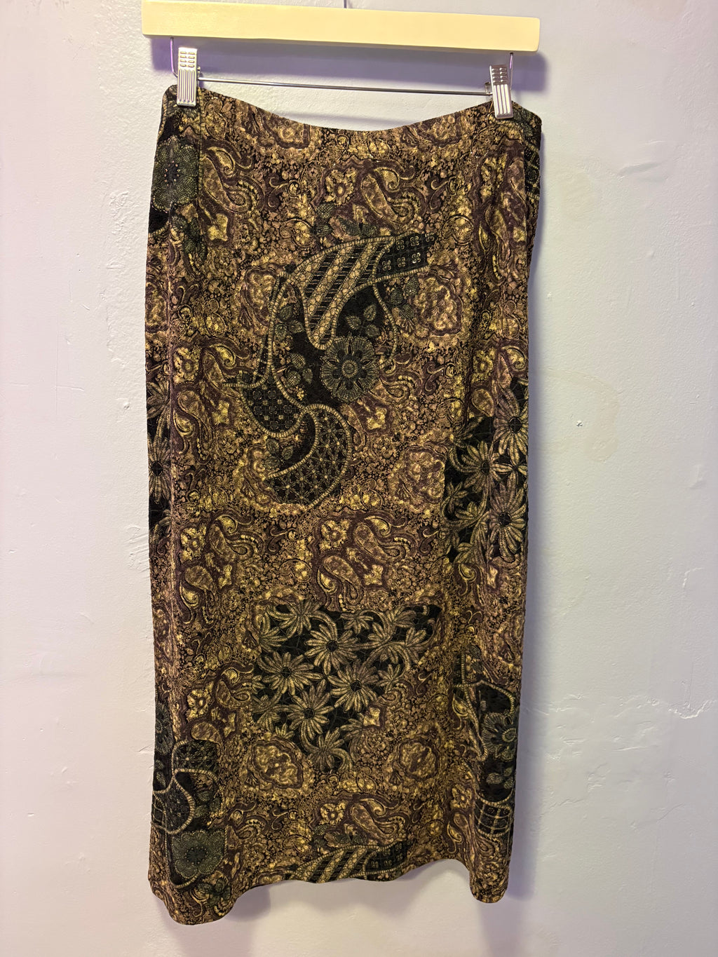 Vintage 90s Metallic Paisley Maxi Skirt