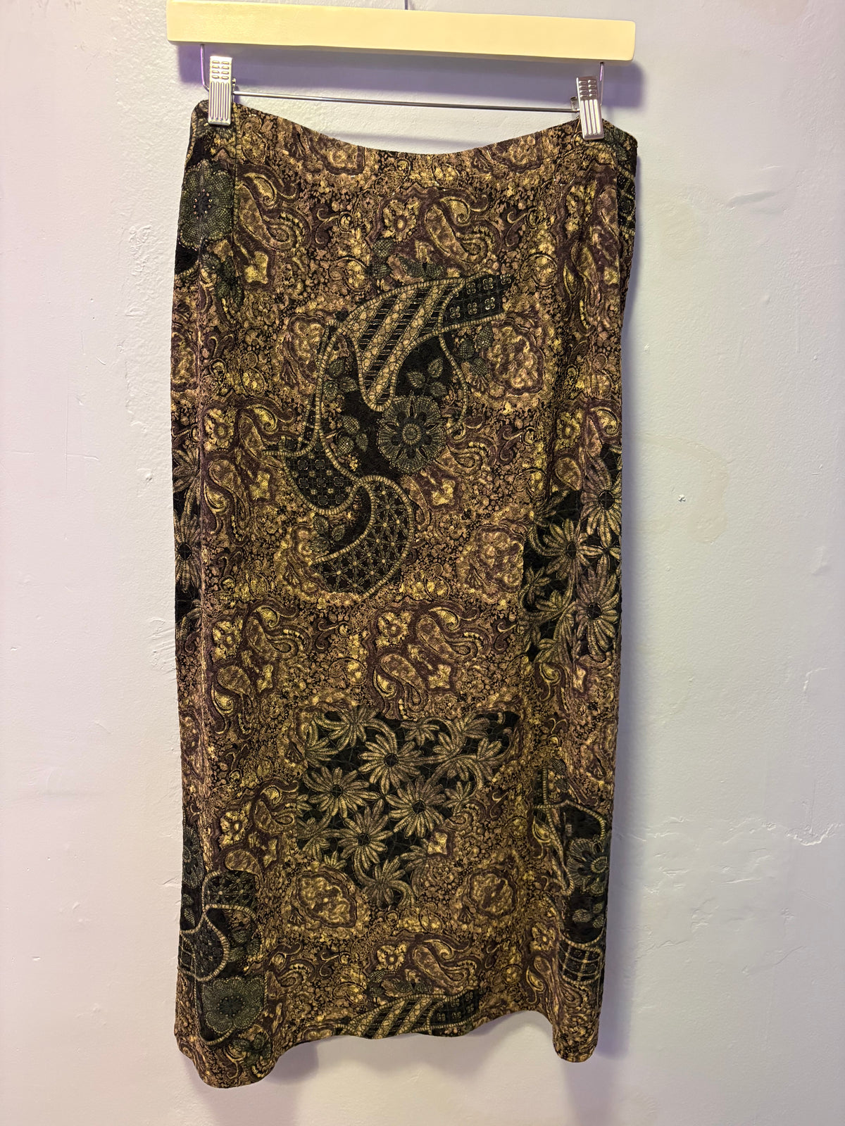 Vintage 90s Metallic Paisley Maxi Skirt