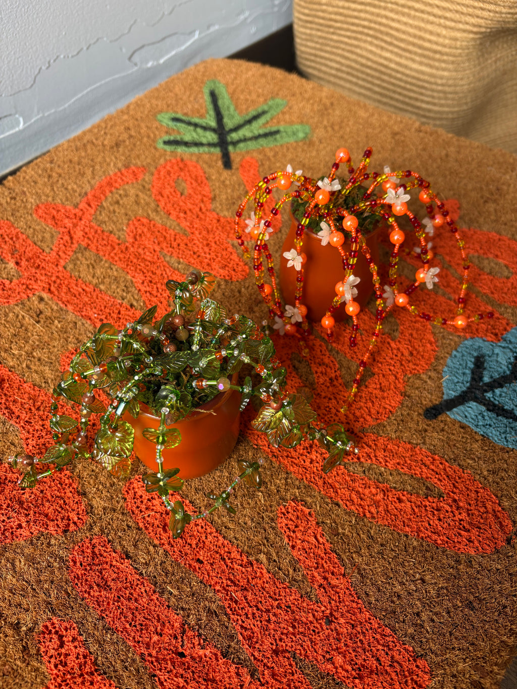 Green & Orange Beaded Plant