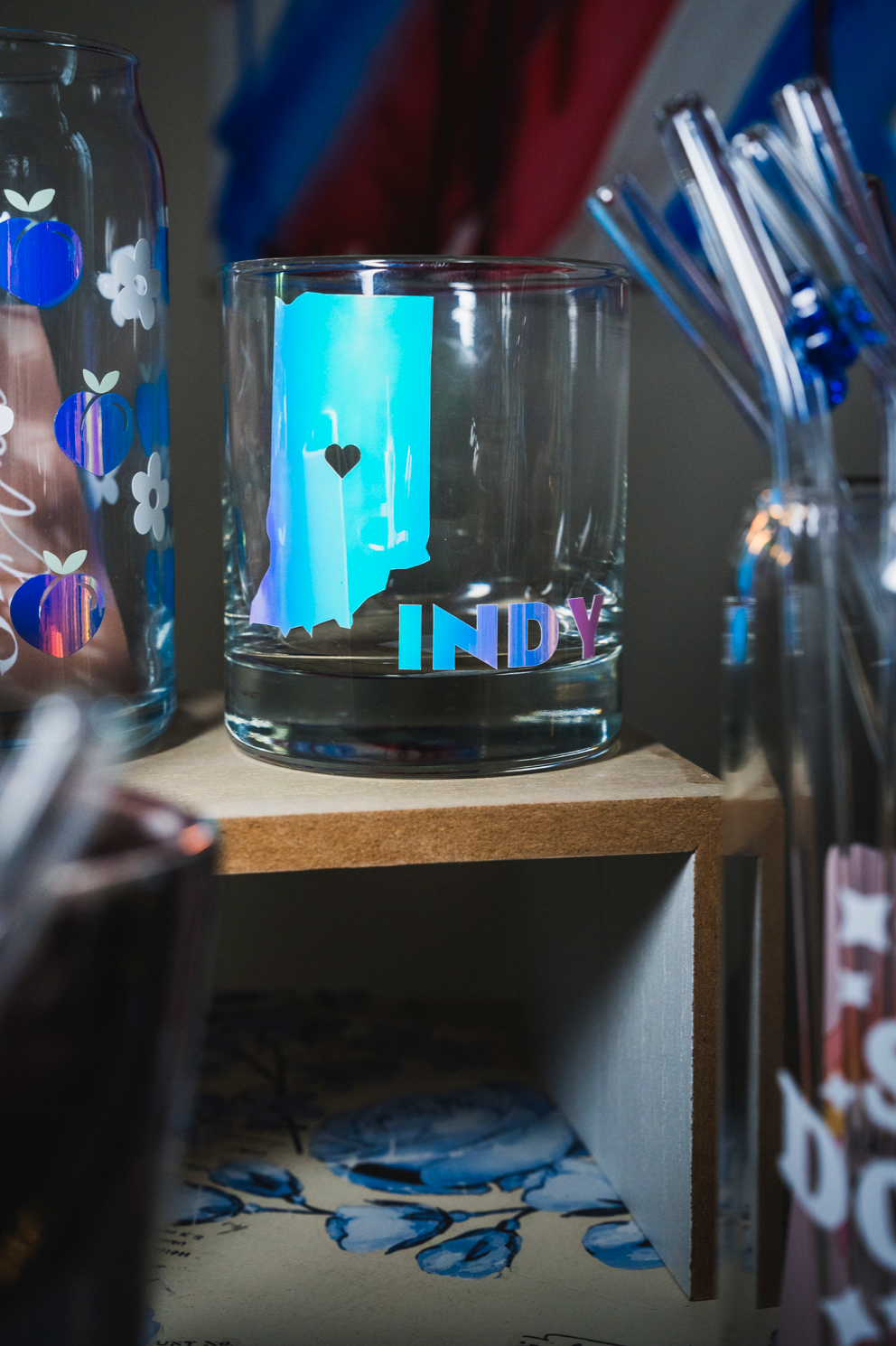 Holographic Indy Whiskey Glasses