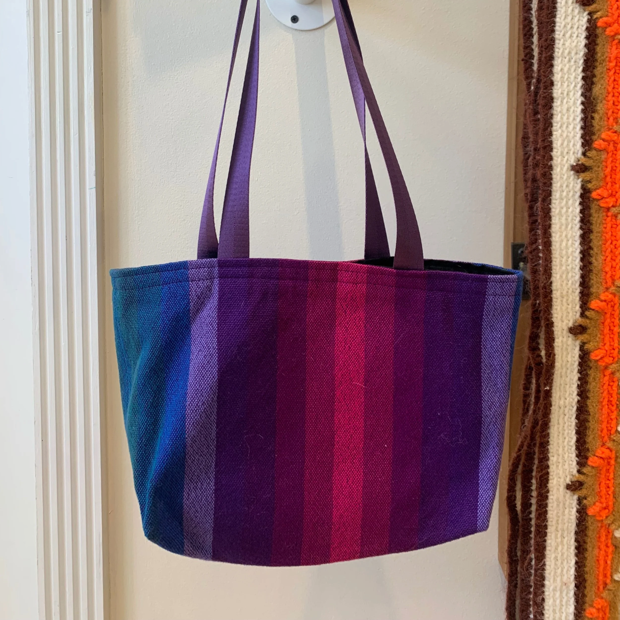 Purple Hand-woven Tote Bag