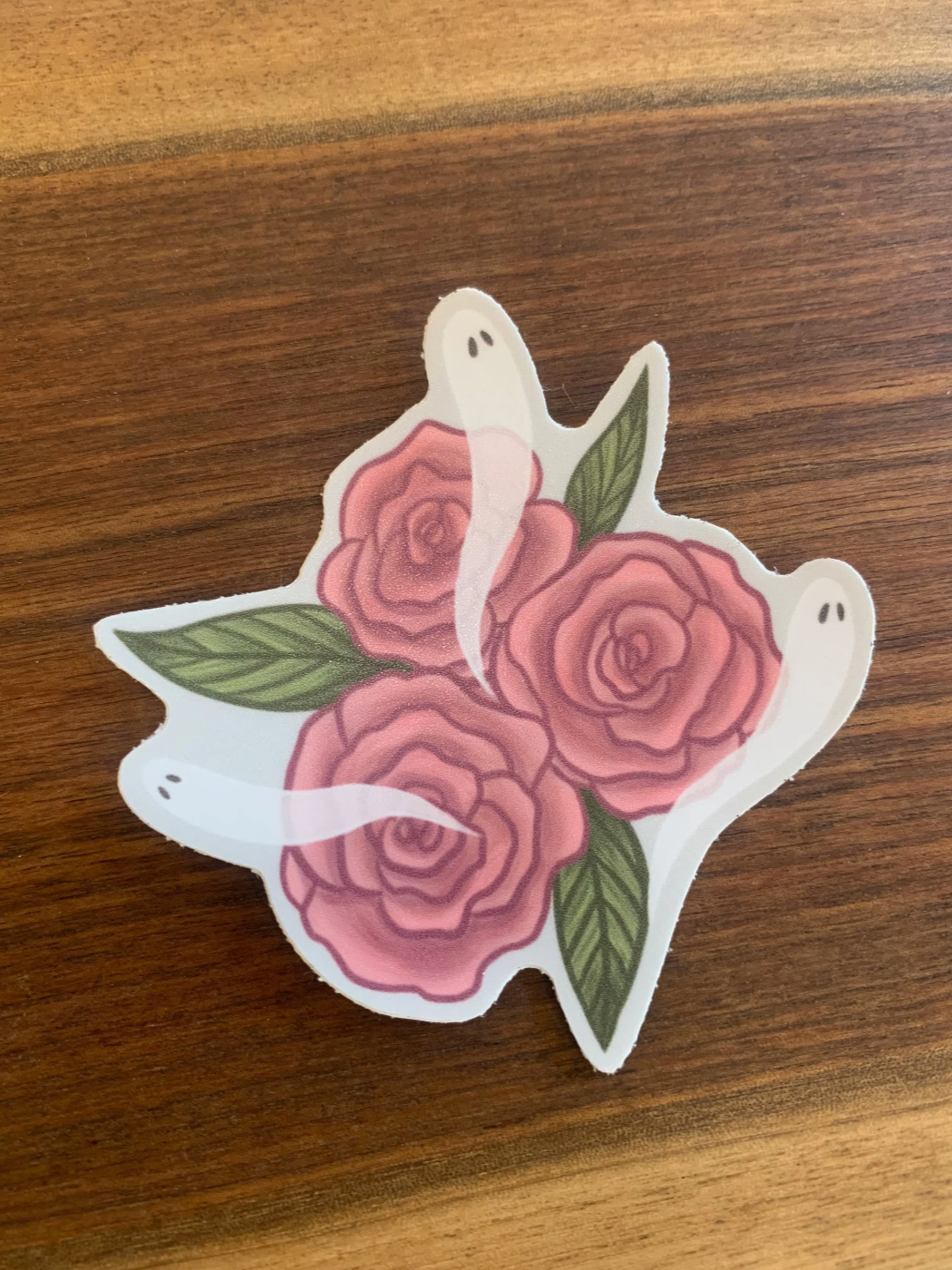 Pink Floral Ghost Sticker