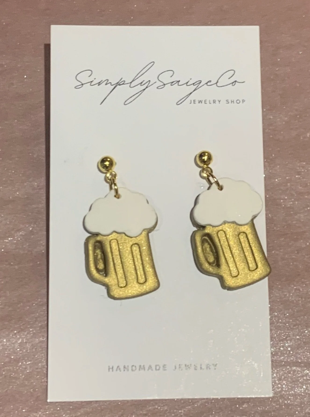 Pint of Beer Drop Earrings