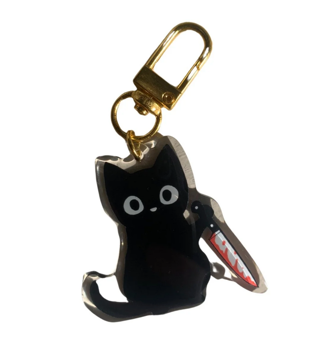 Killer Black Cat Keychain