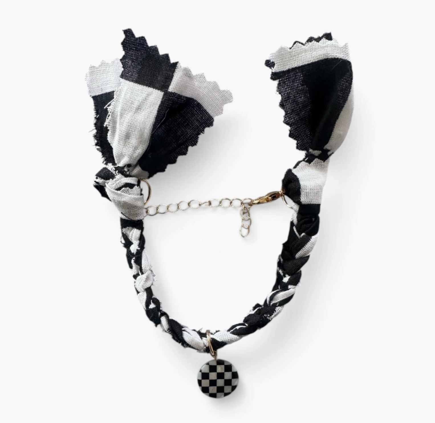 Checkered Bandana Bracelet with Checkered Shell Charm