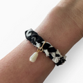 Checkered Bandana Bracelet with Pearl Charm