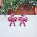 Pink Sparkle Bow Earrings