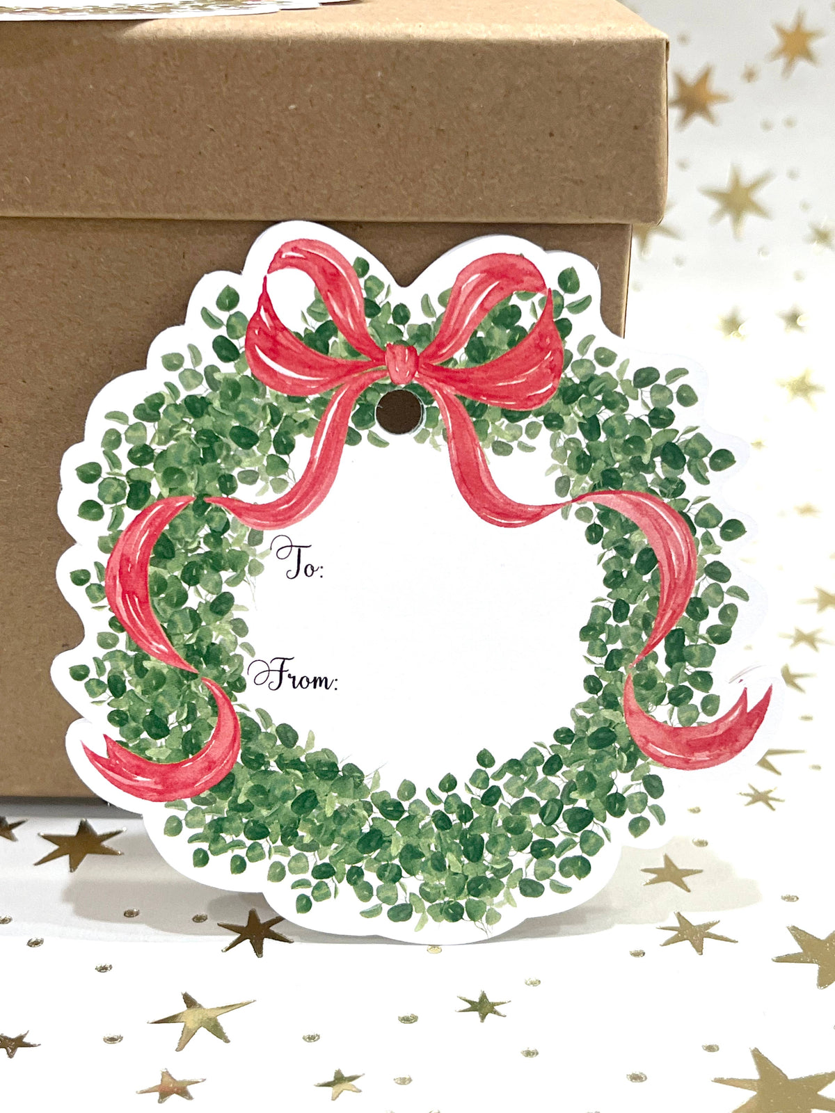 Christmas Boxwood Wreath Holiday Gift Tags