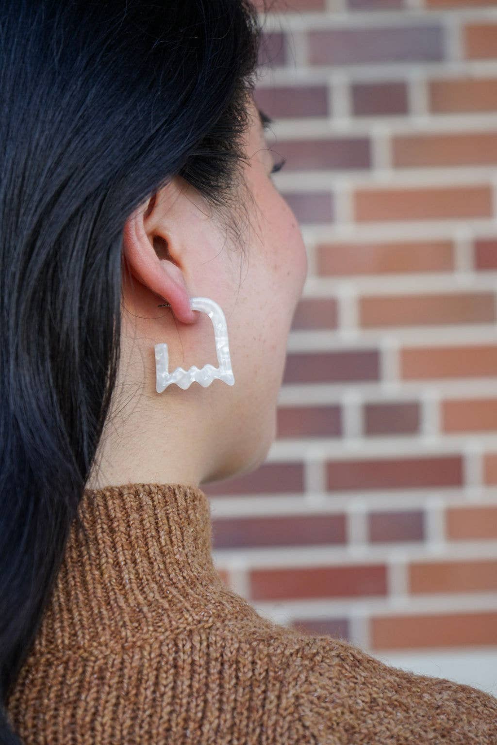 Cream Ghost Hoops