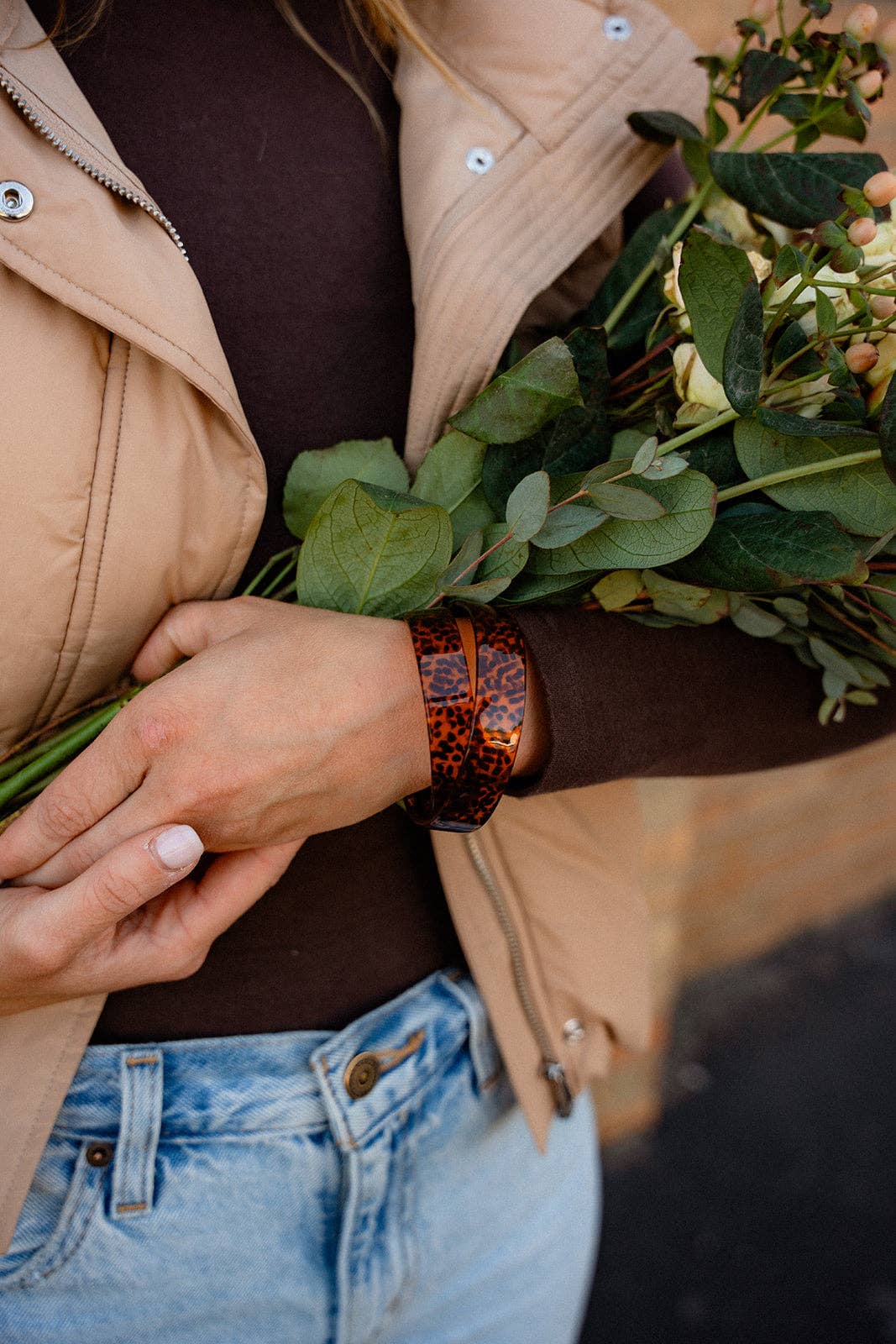 Brynn Bracelet - Amber Dot - Standard // Acrylic Cuff Bangle