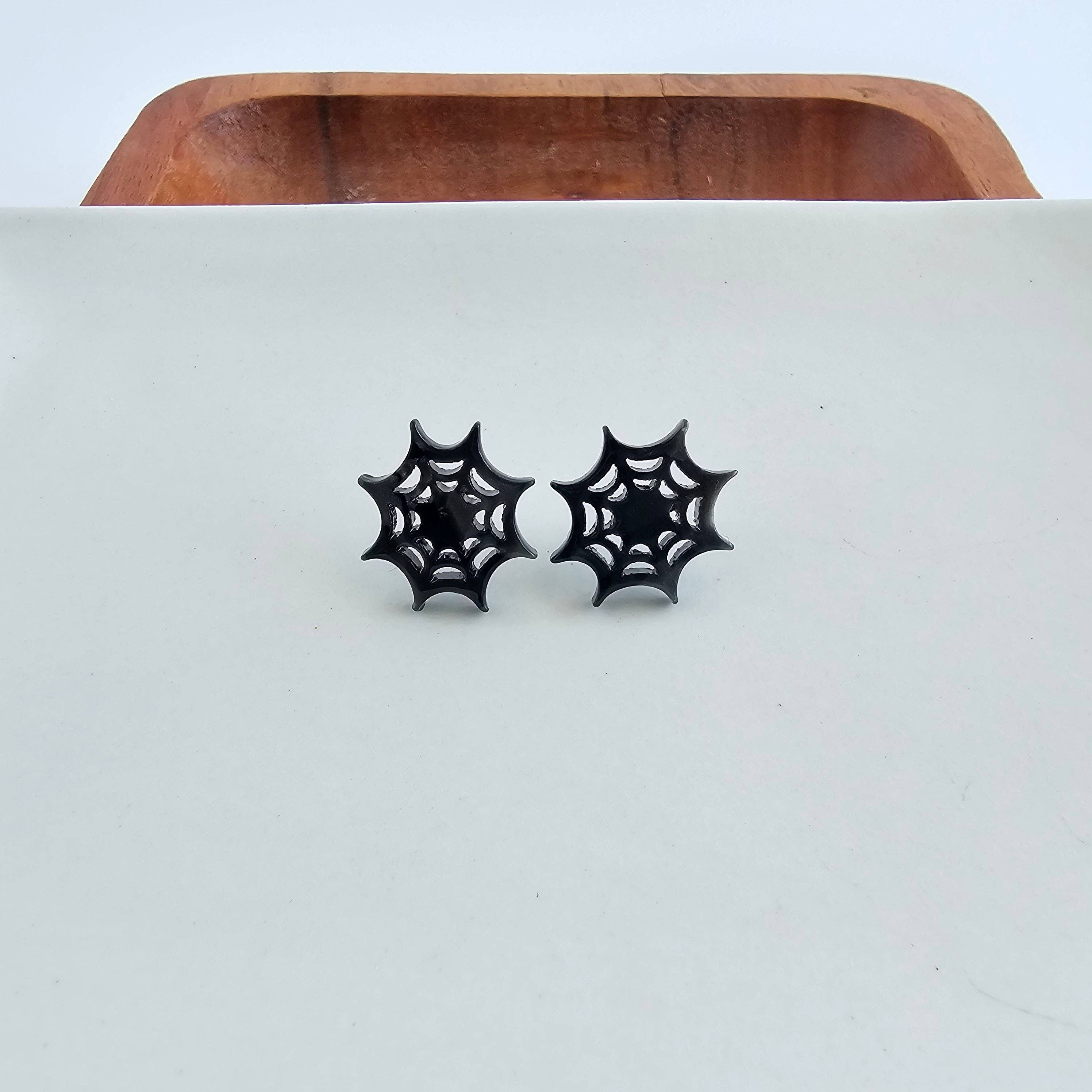 Black Spider Web Studs