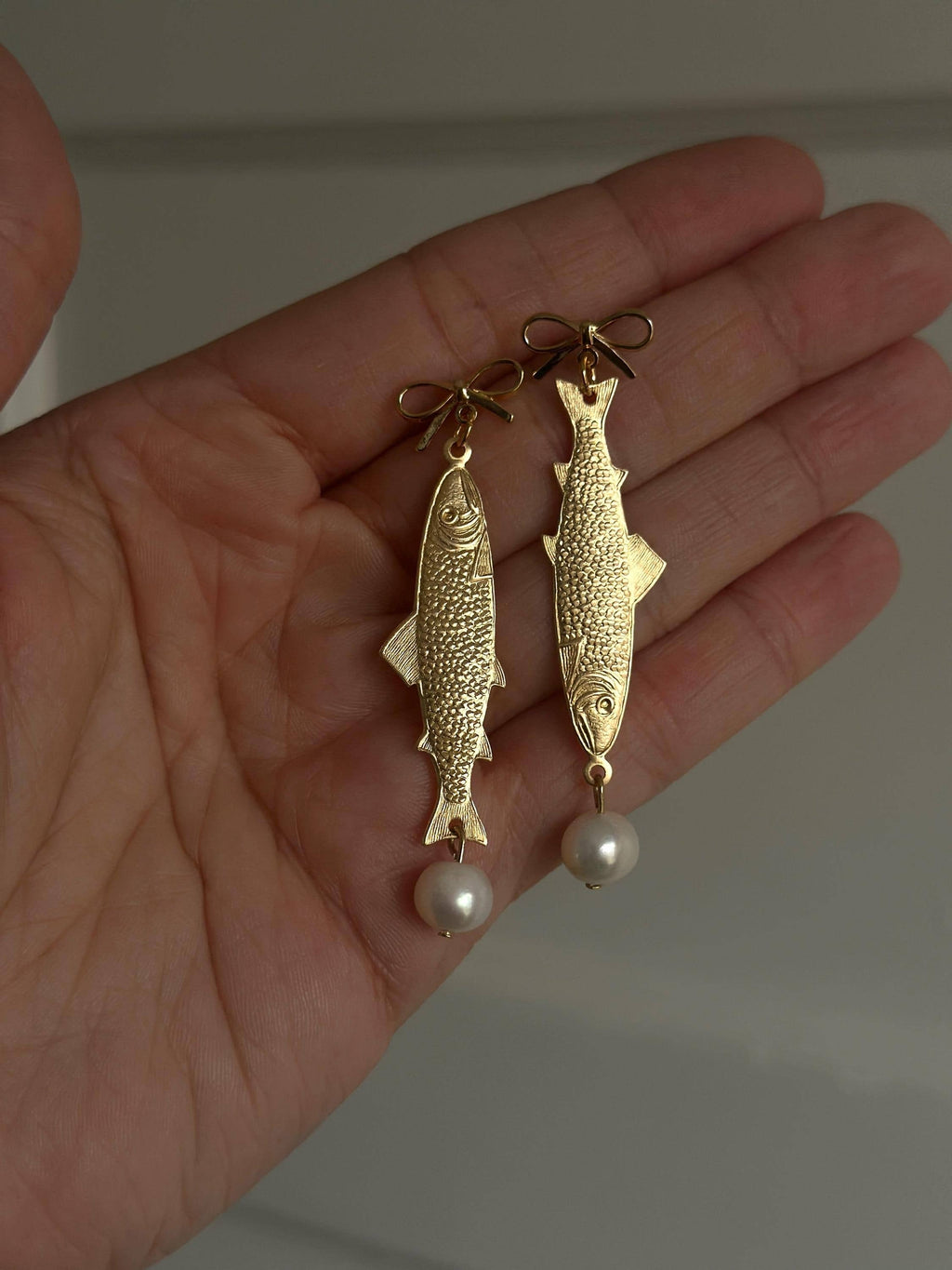 Sardine Pearl Coquette Fish Earrings