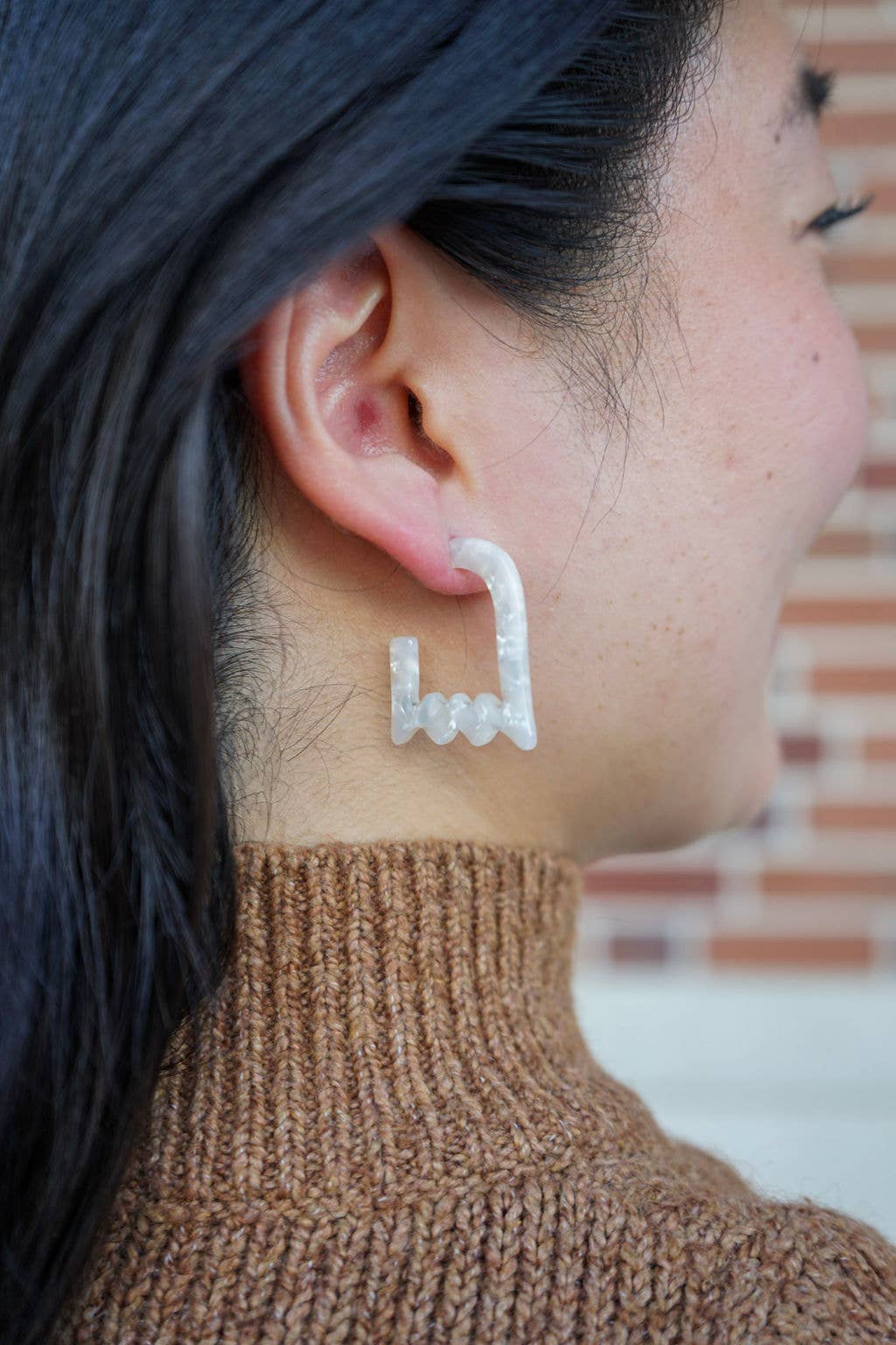 Cream Ghost Hoops