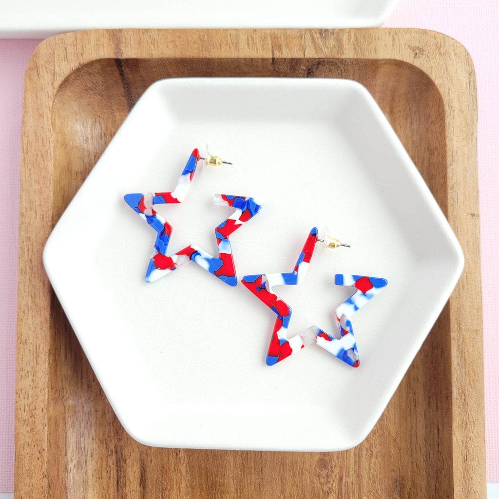 Red, White & Blue Star Hoops