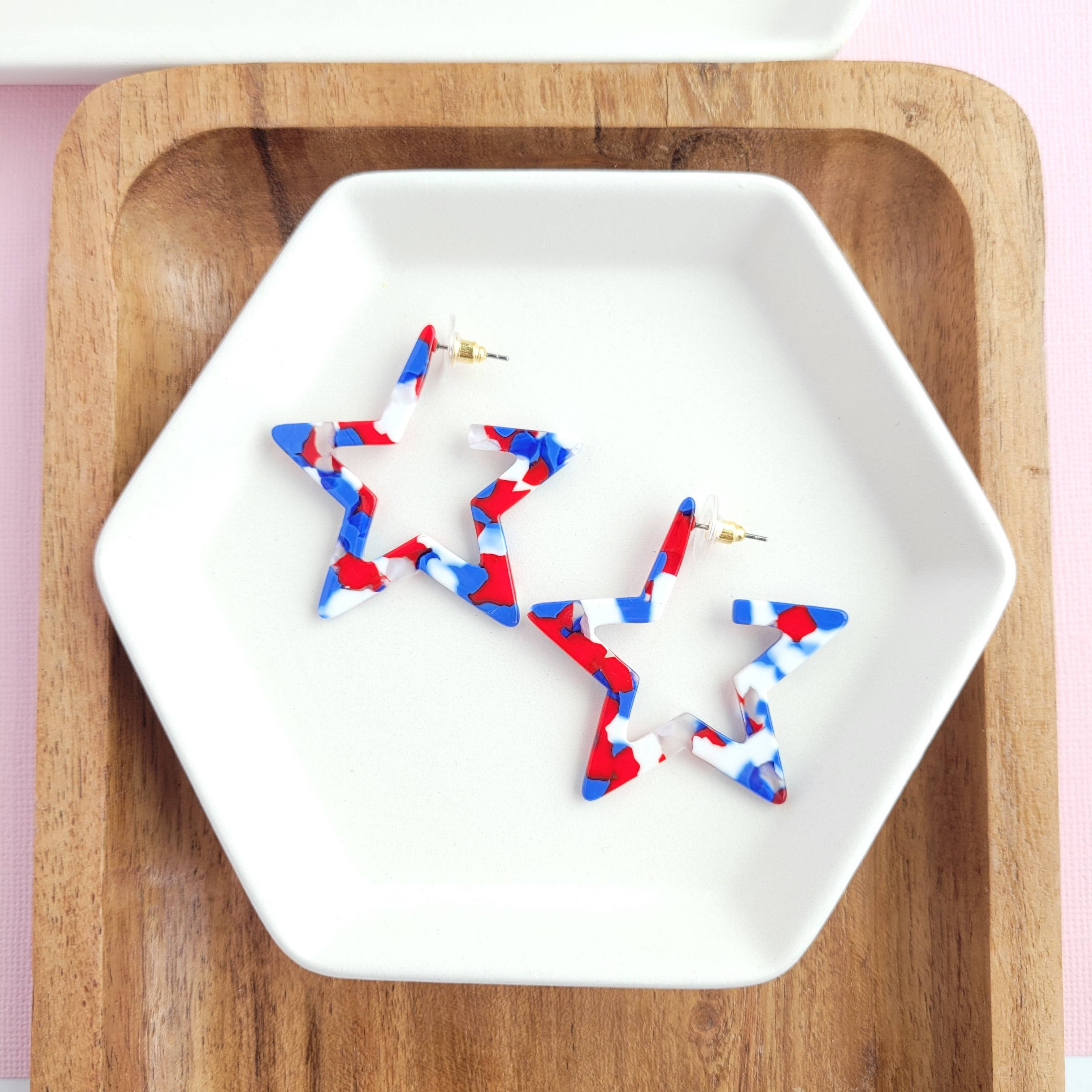 Red, White & Blue Star Hoops