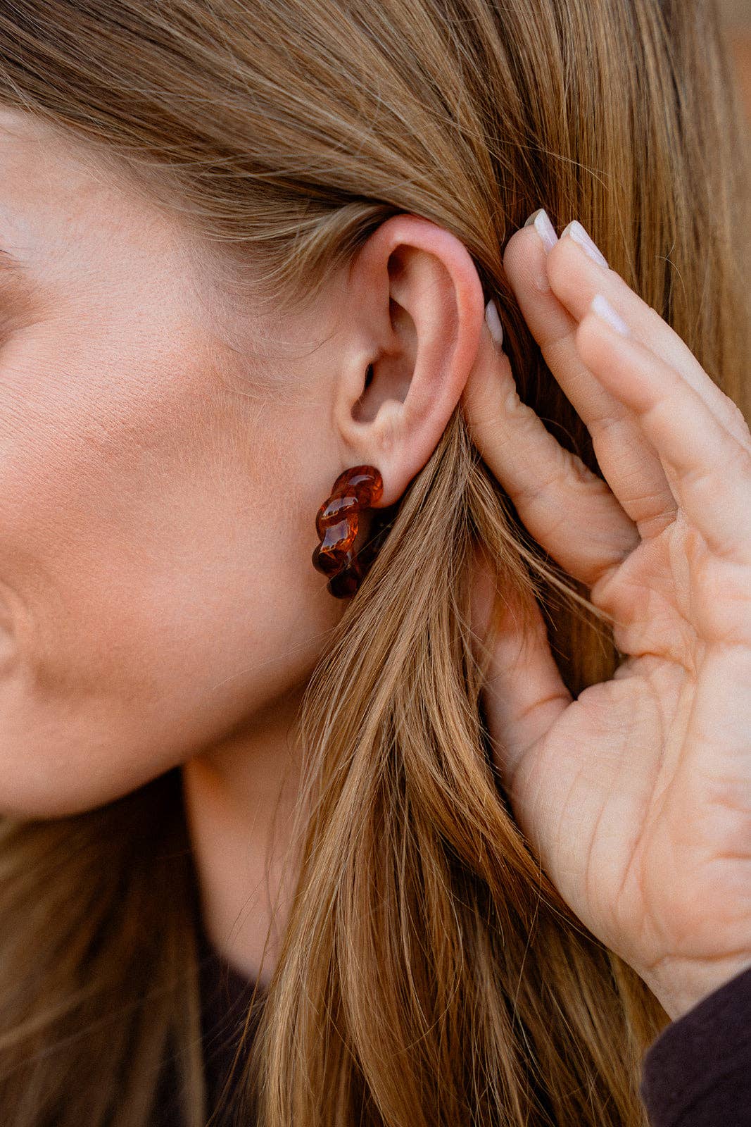 Ramona Hoops - Amber // Fall, Resin, Earrings, Jewelry