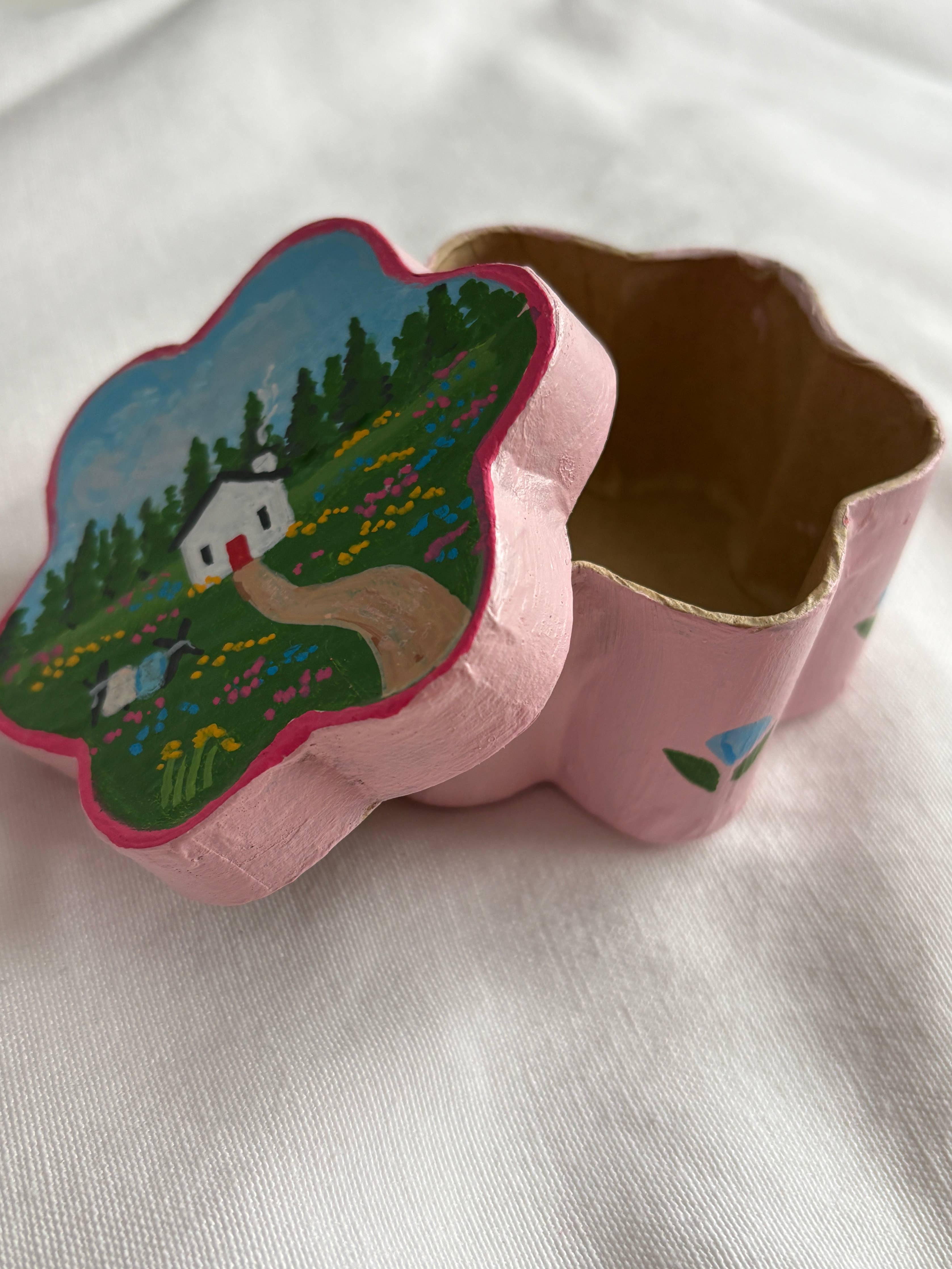 Bright Floral Cottage Trinket Box