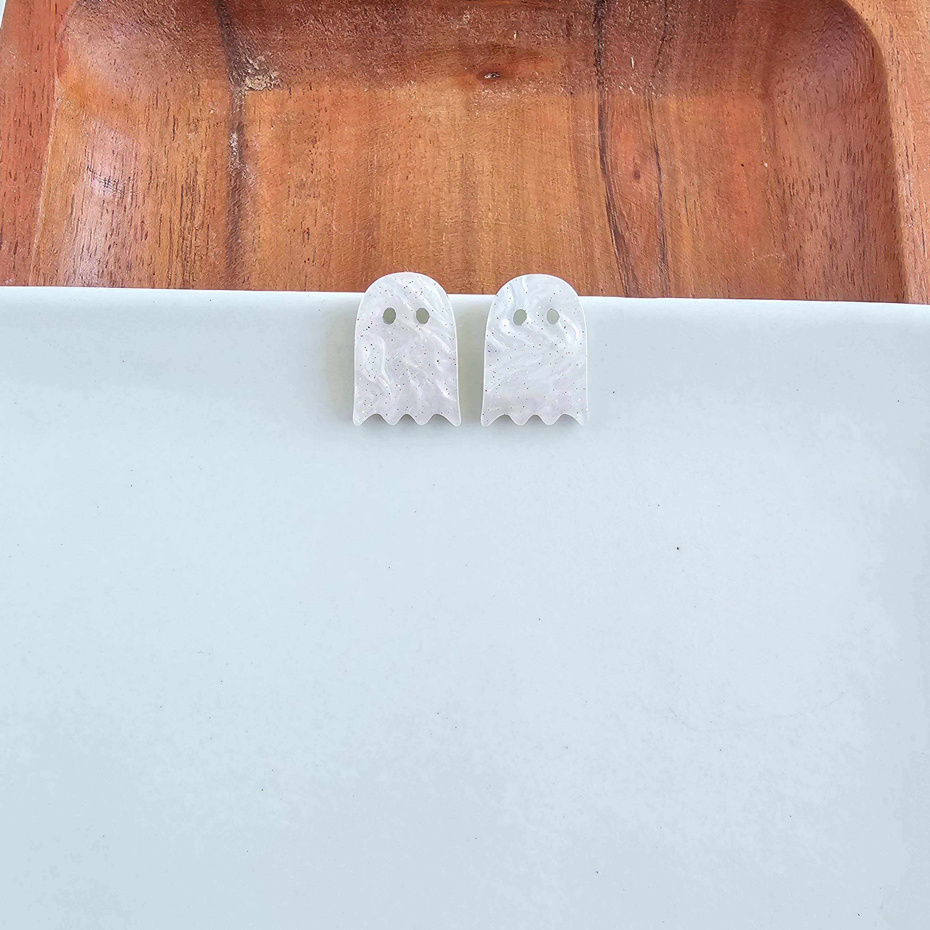 White Shimmer Ghost Studs