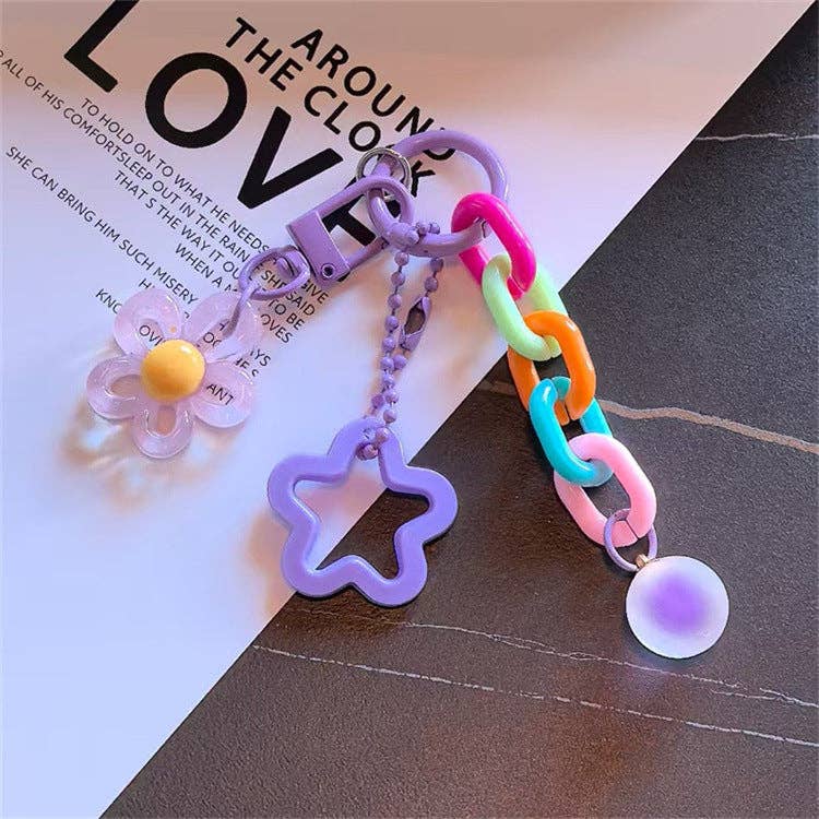Bag Charm, Acrylic Links and Floral